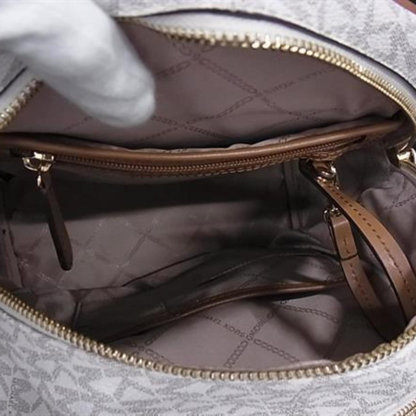 Michael Kors Mk Pattern Ivory Leather Backpack