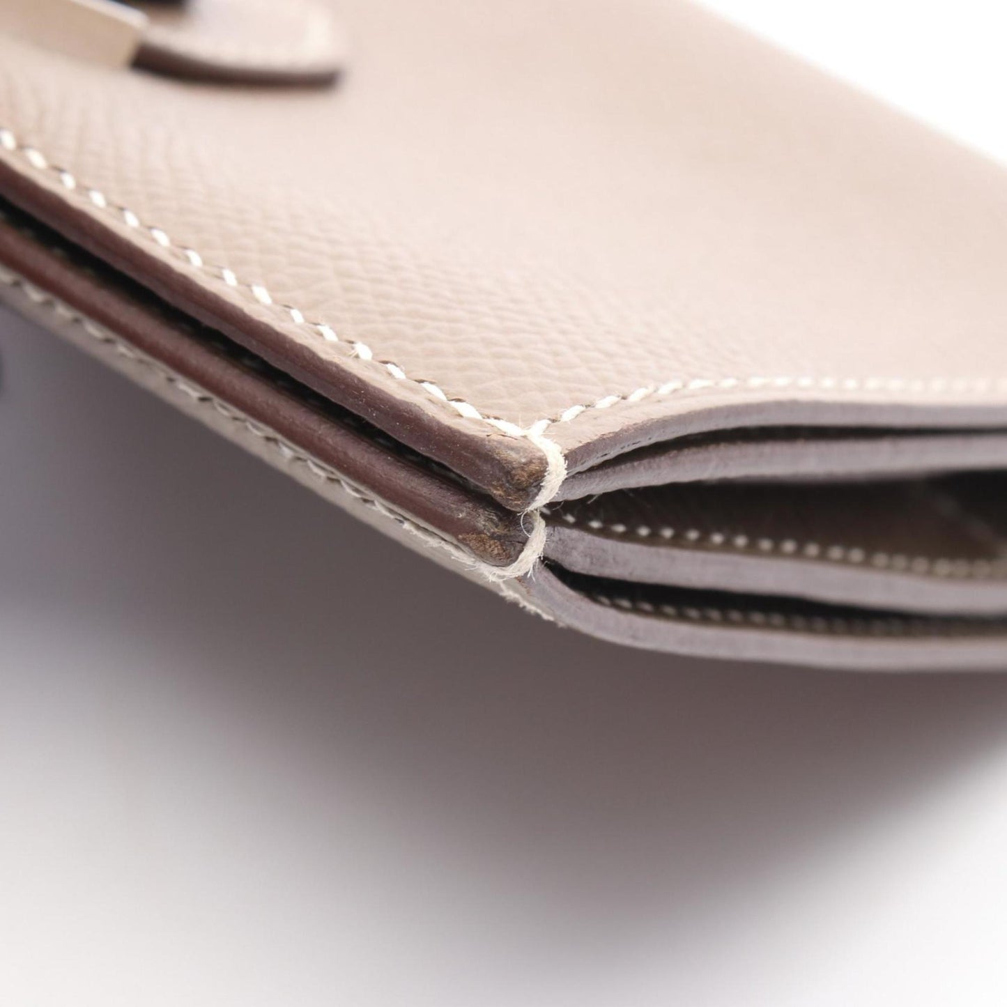 Hermes Herms Bearn Compact Bifold Wallet In Calfskin Leather (Cowhide) With Epsom Leather