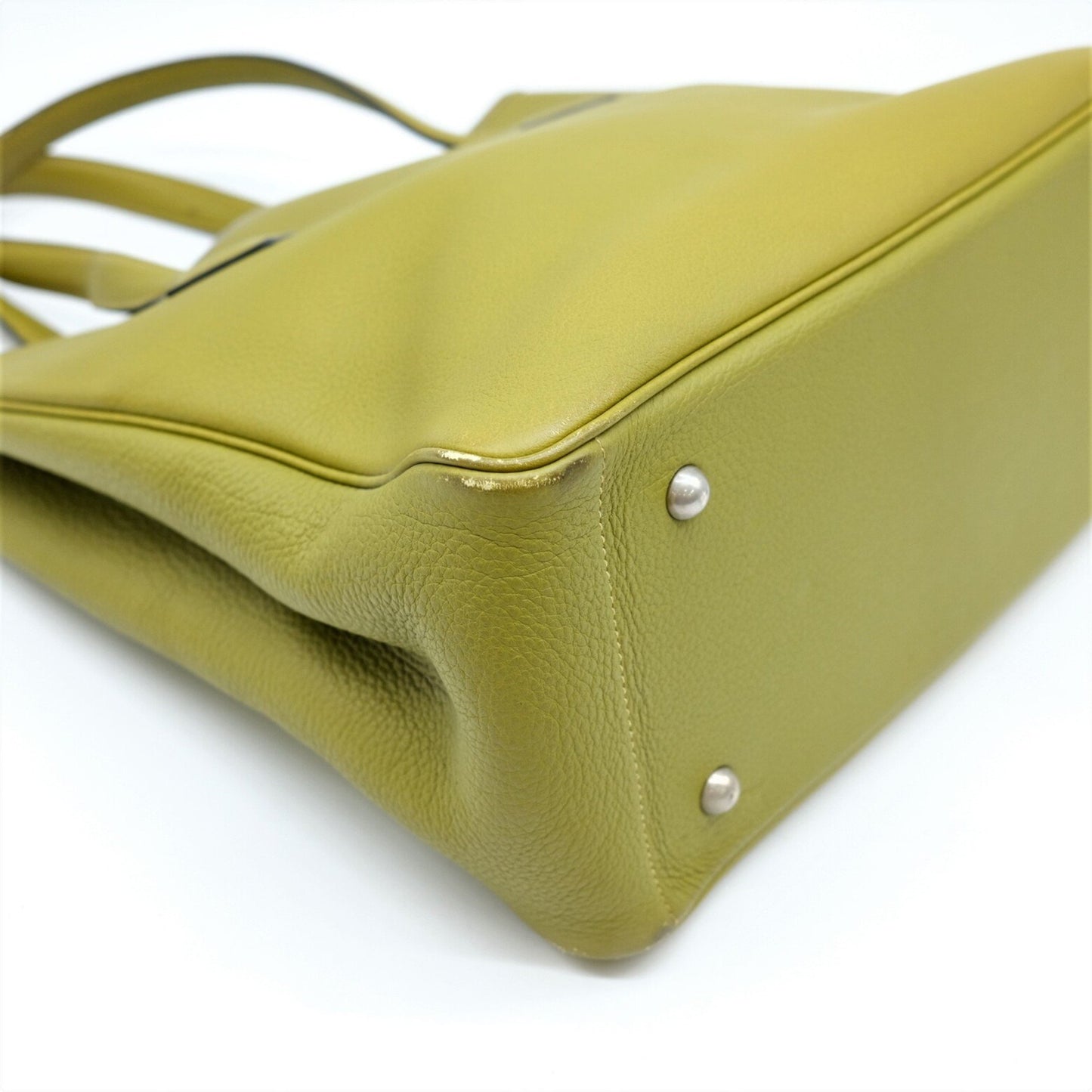 Hermes Victoria Cabas 32 Tote Bag In Taurillon Clemence Anise Green
