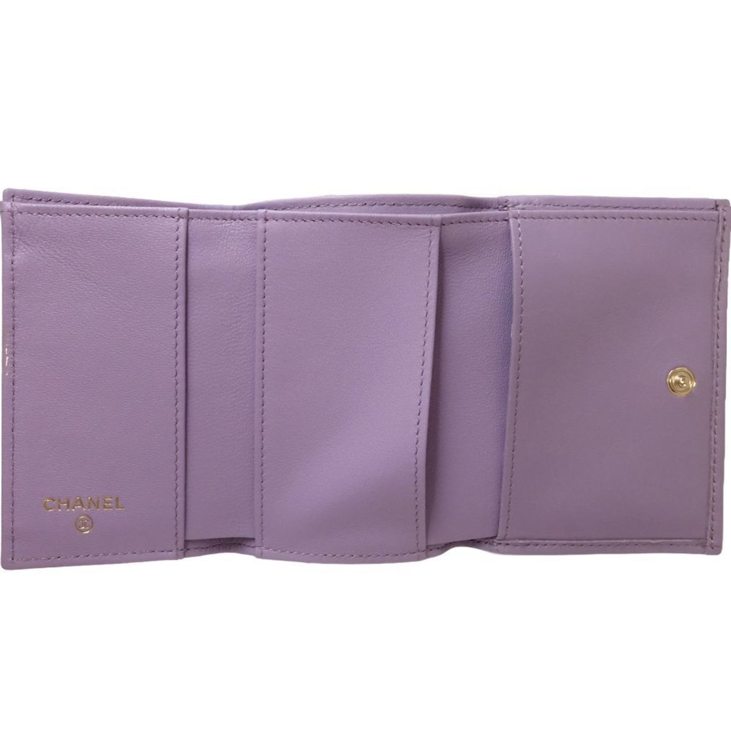 Chanel Chanel Bi-Fold Wallet Ap3808 Small Flap Cc Pearl Coco Mark Lambskin Light Purple 180546