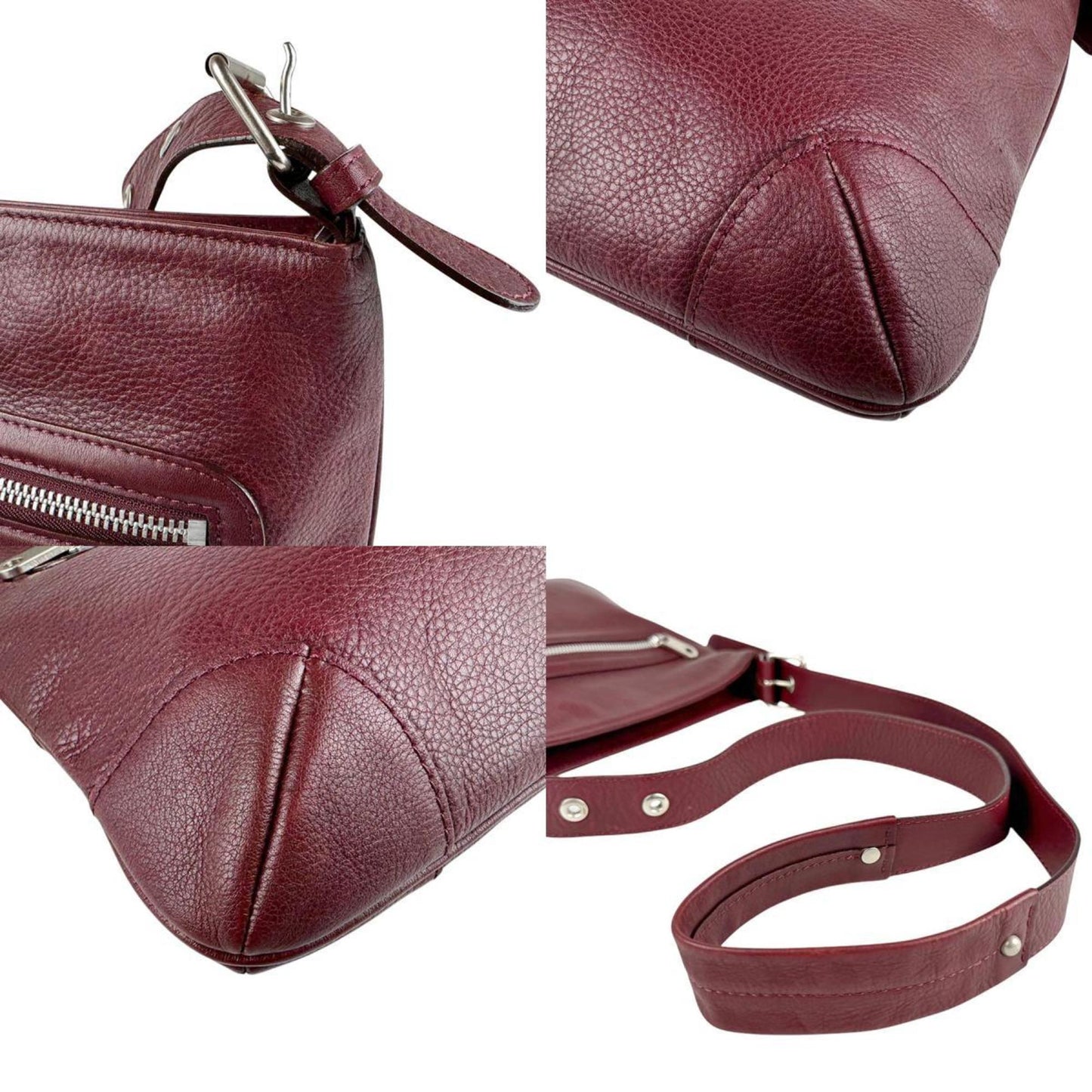 Chlo Chloe Shoulder Bag Leather Burgundy Silver