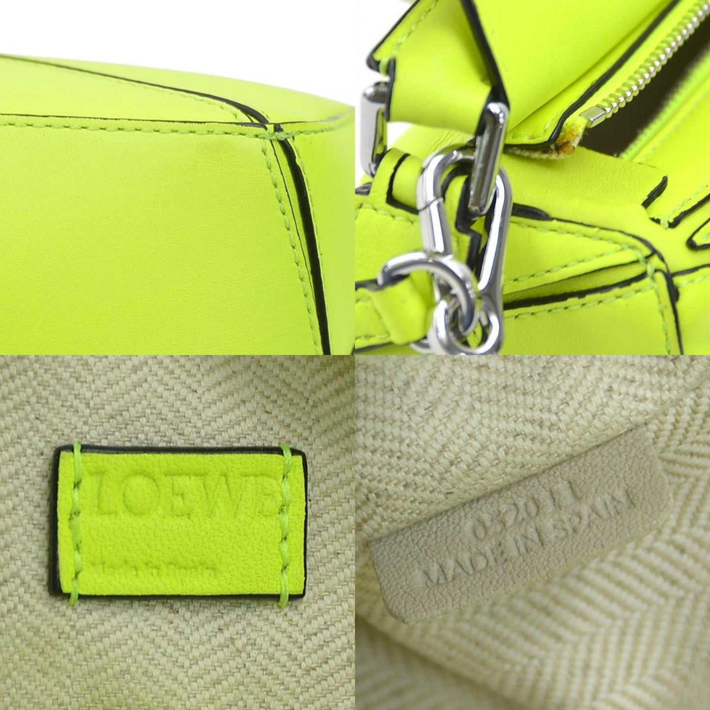 Loewe Puzzle Mini Shoulder Bag Leather Neon Yellow