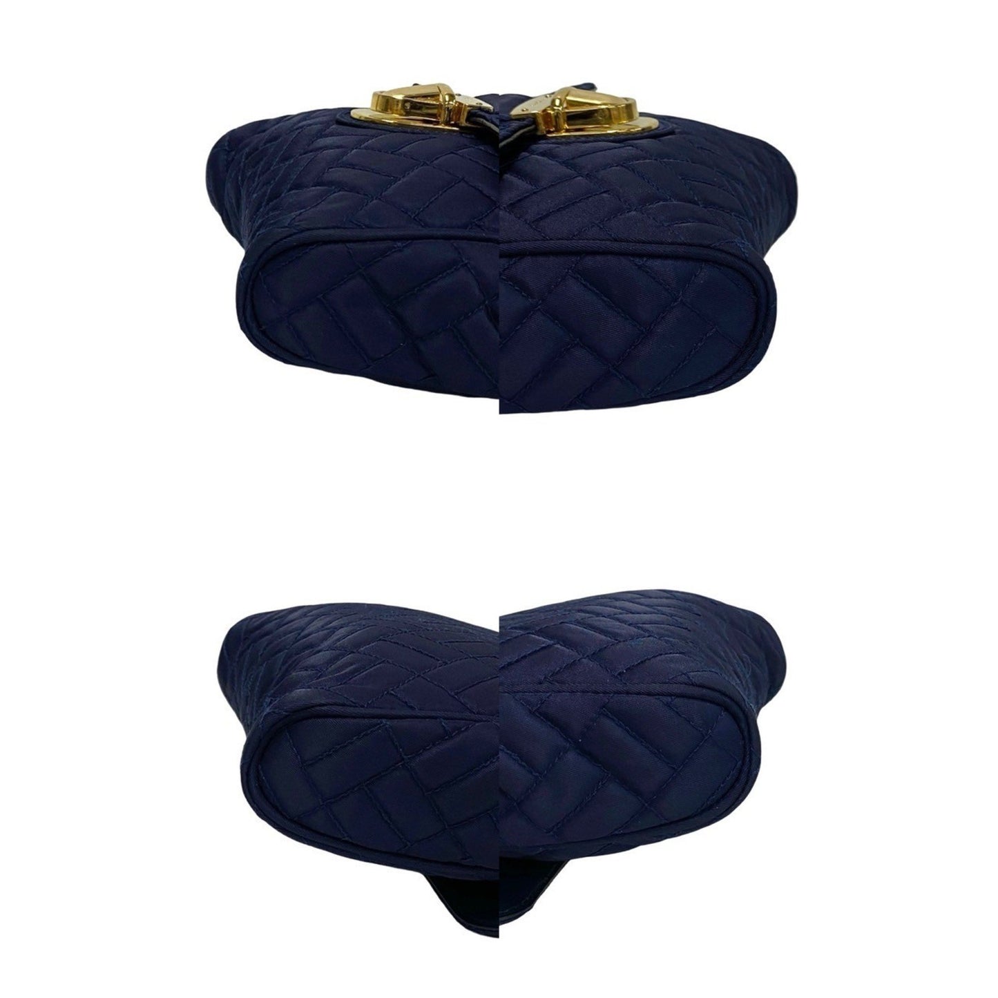 Prada Prada Logo Hardware Nylon Quilted Chain Mini Shoulder Bag/Sacoche/Pouch In Navy Blue