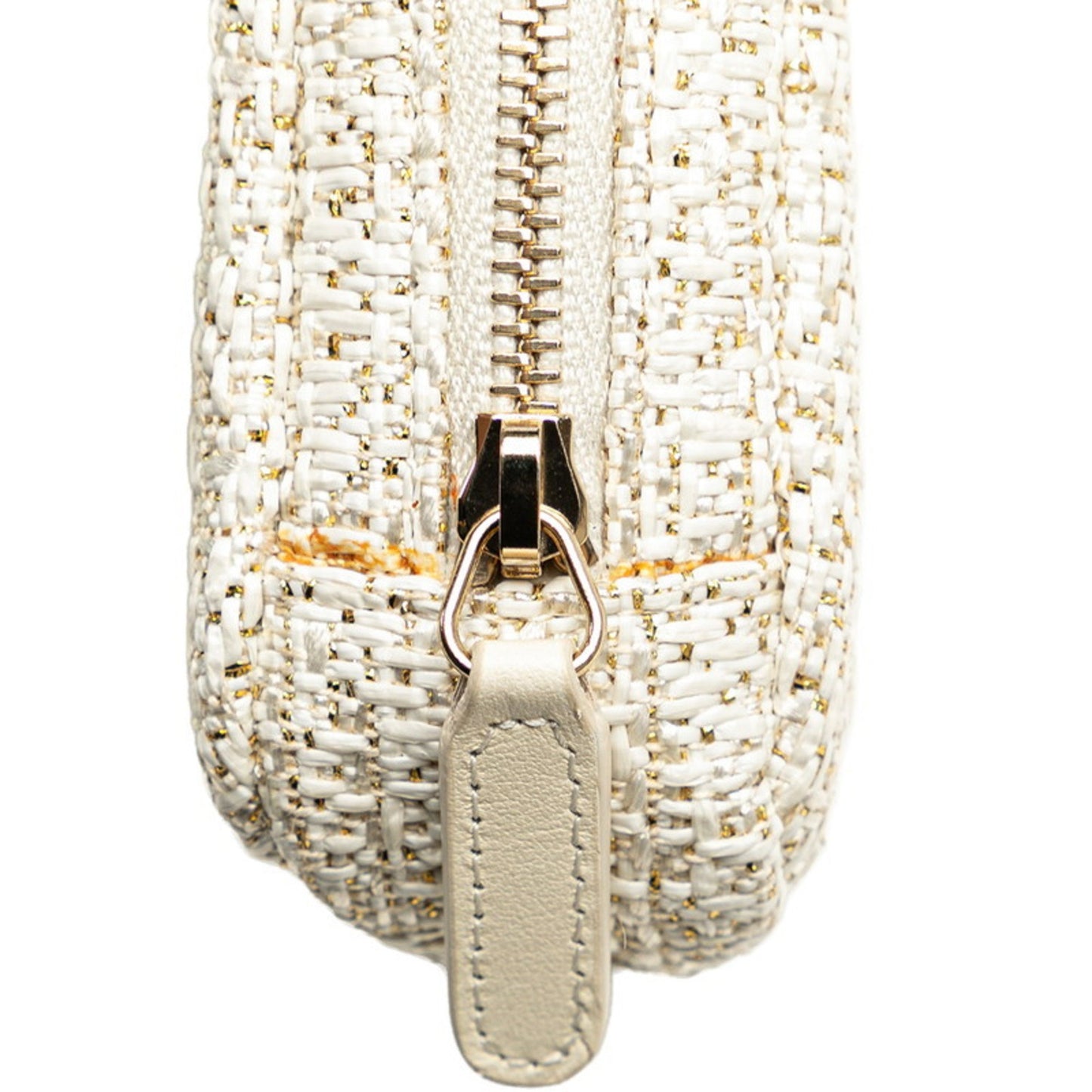Chanel Deauville Pouch White Gold Tweed