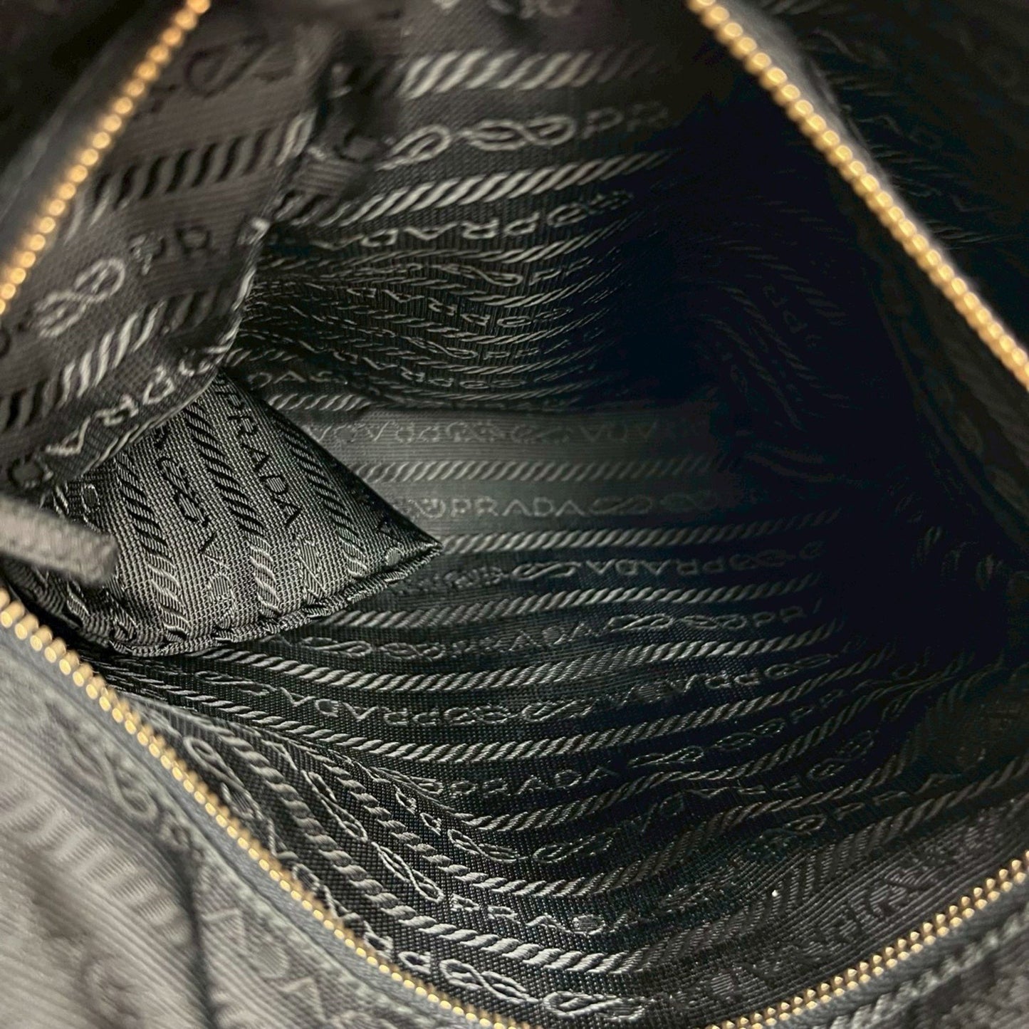 Prada Prada Triangle Logo Gold Plated Tessuto Nylon Handbag Mini Boston Bag Black 144-5