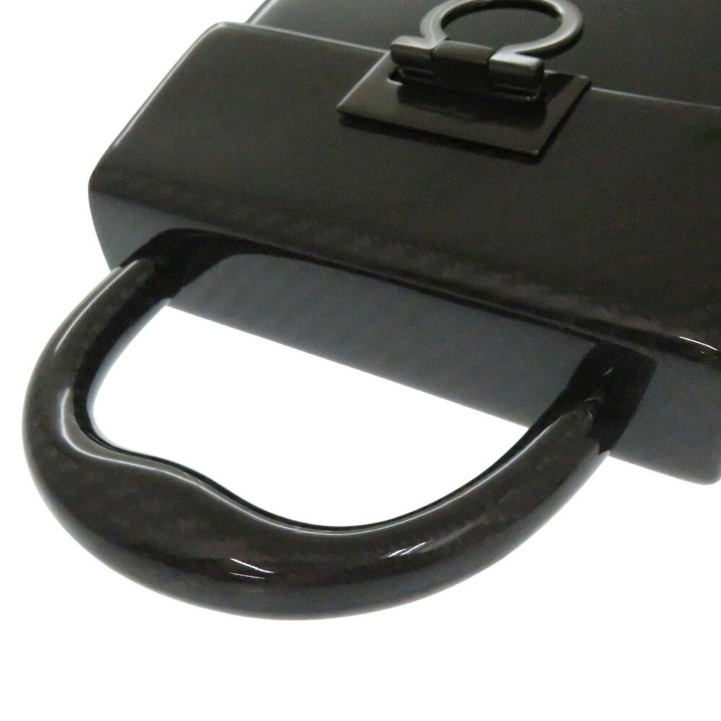 Salvatore Ferragamo Gancini Do-21 9746 Carbon Black Handbag 1537Salvatore