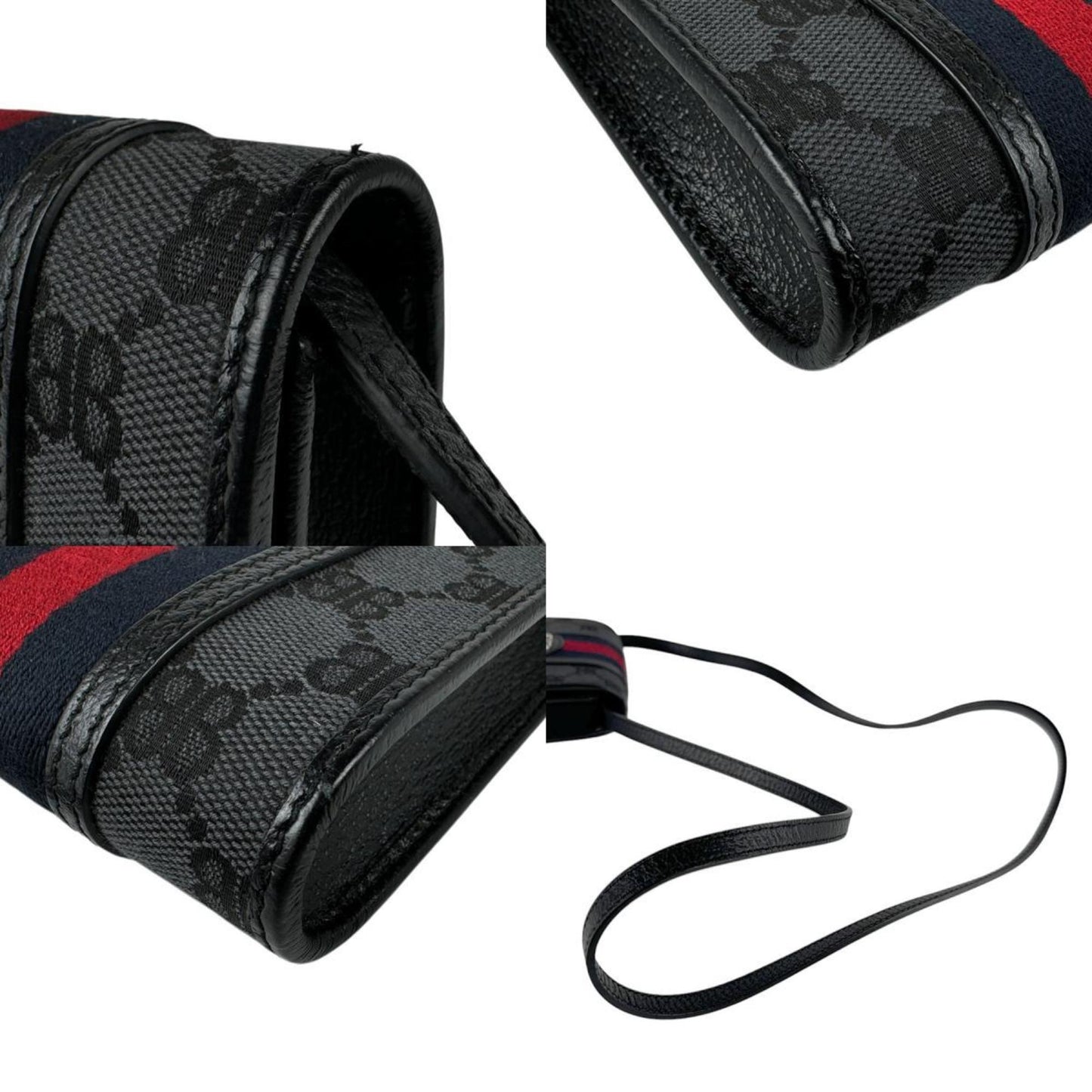 Balenciaga Shoulder Bag Balenciagaxgucci The Hacker Project Phone Canvas Leather Black Grey Silver