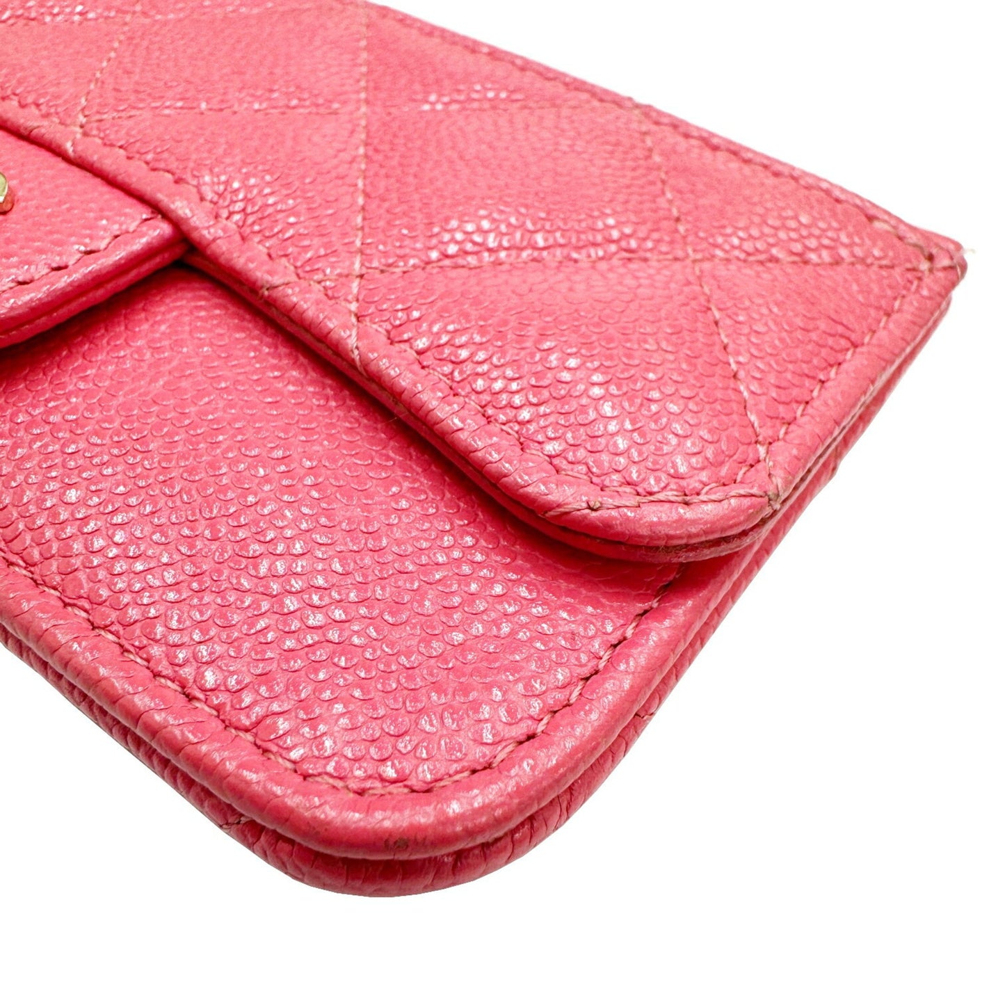 Chanel Chanel Matelasse Coin Case Wallet Card Business Holder Caviar Skin Ap2570 Pink Random Number