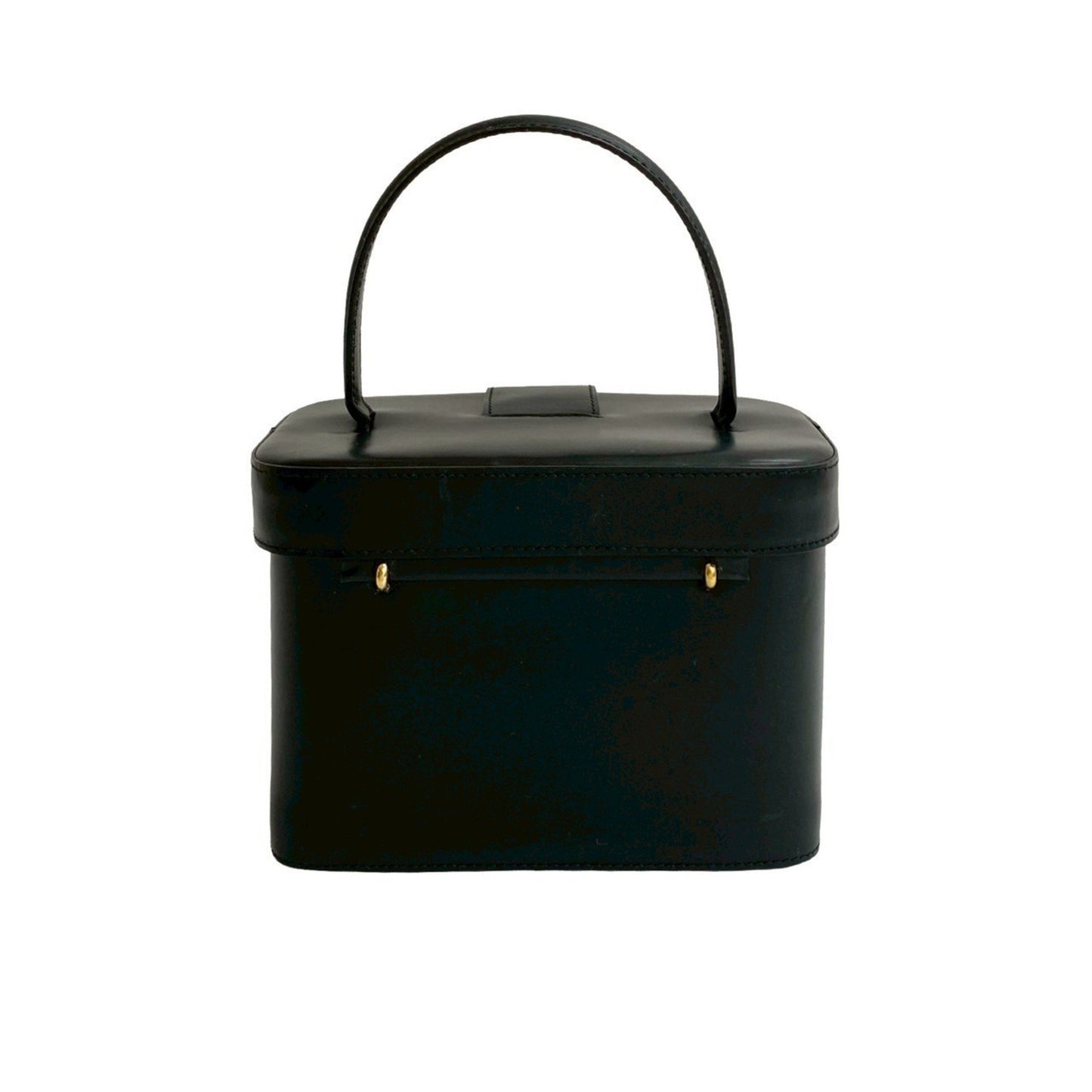 Celine Star Ball Logo Hardware Calfskin Leather Handbag Vanity Bag Black 44304