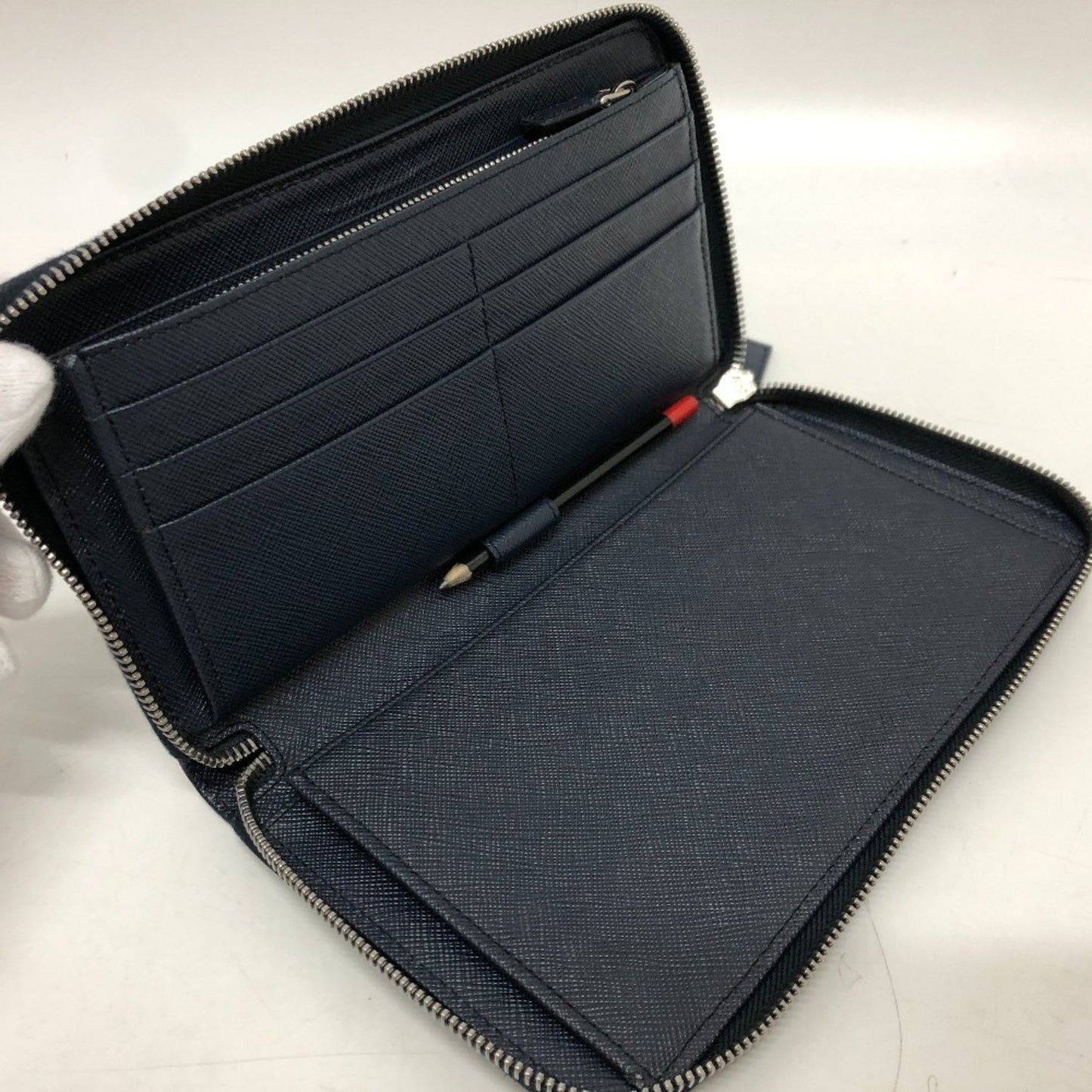Prada 2Ml188 Logo Round Zip Wallet Long Saffiano Leather