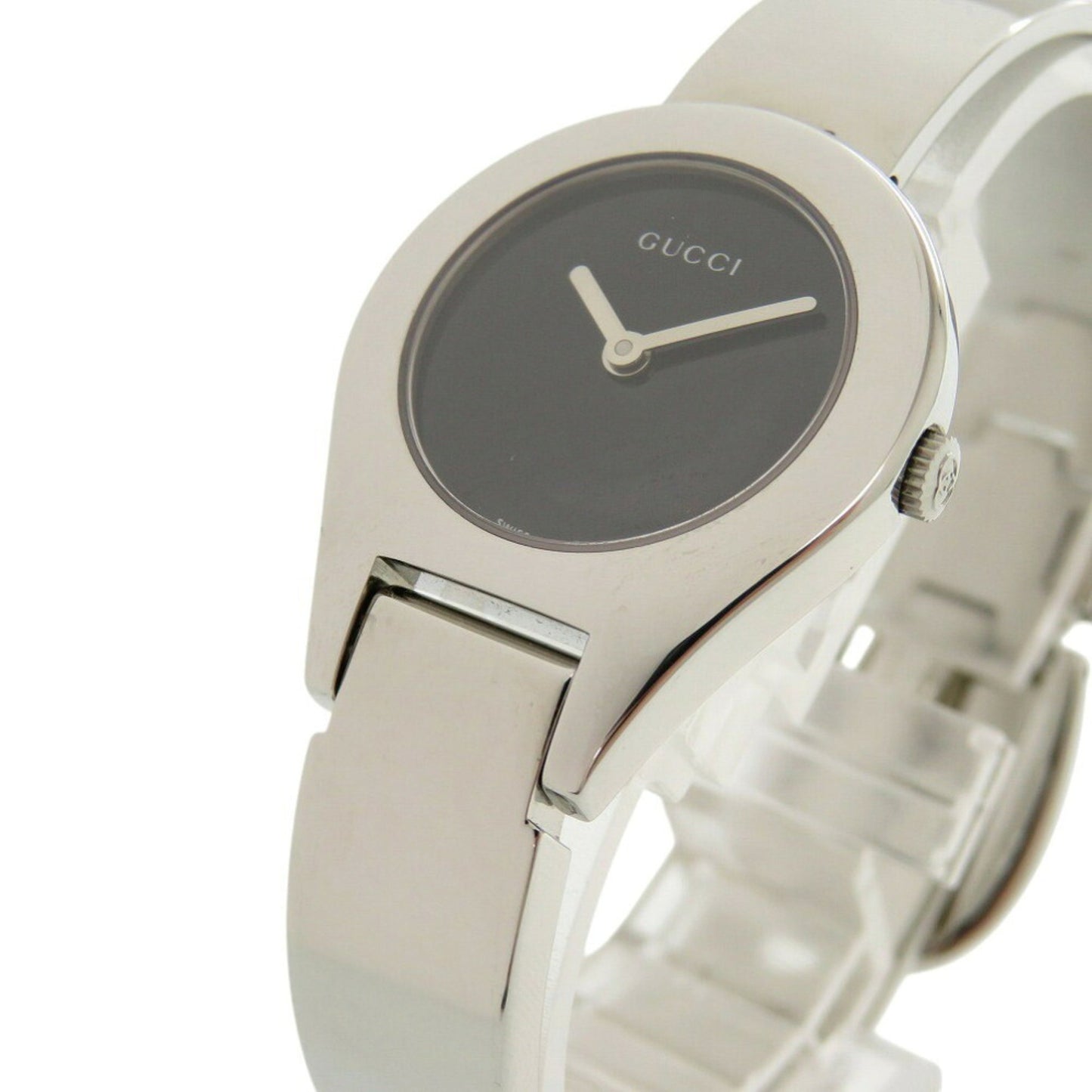 Gucci 6700L Stainless Steel Black/Silver Dial Quartz Watch 0566Gucci