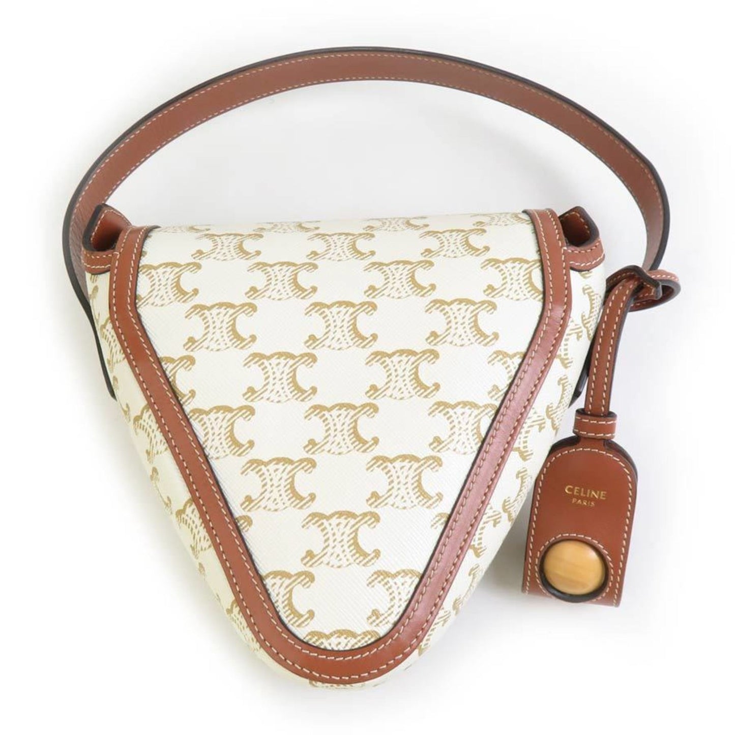 Celine Pouch Bag Petanque Ball & Case Metal Silver Off-White Brown