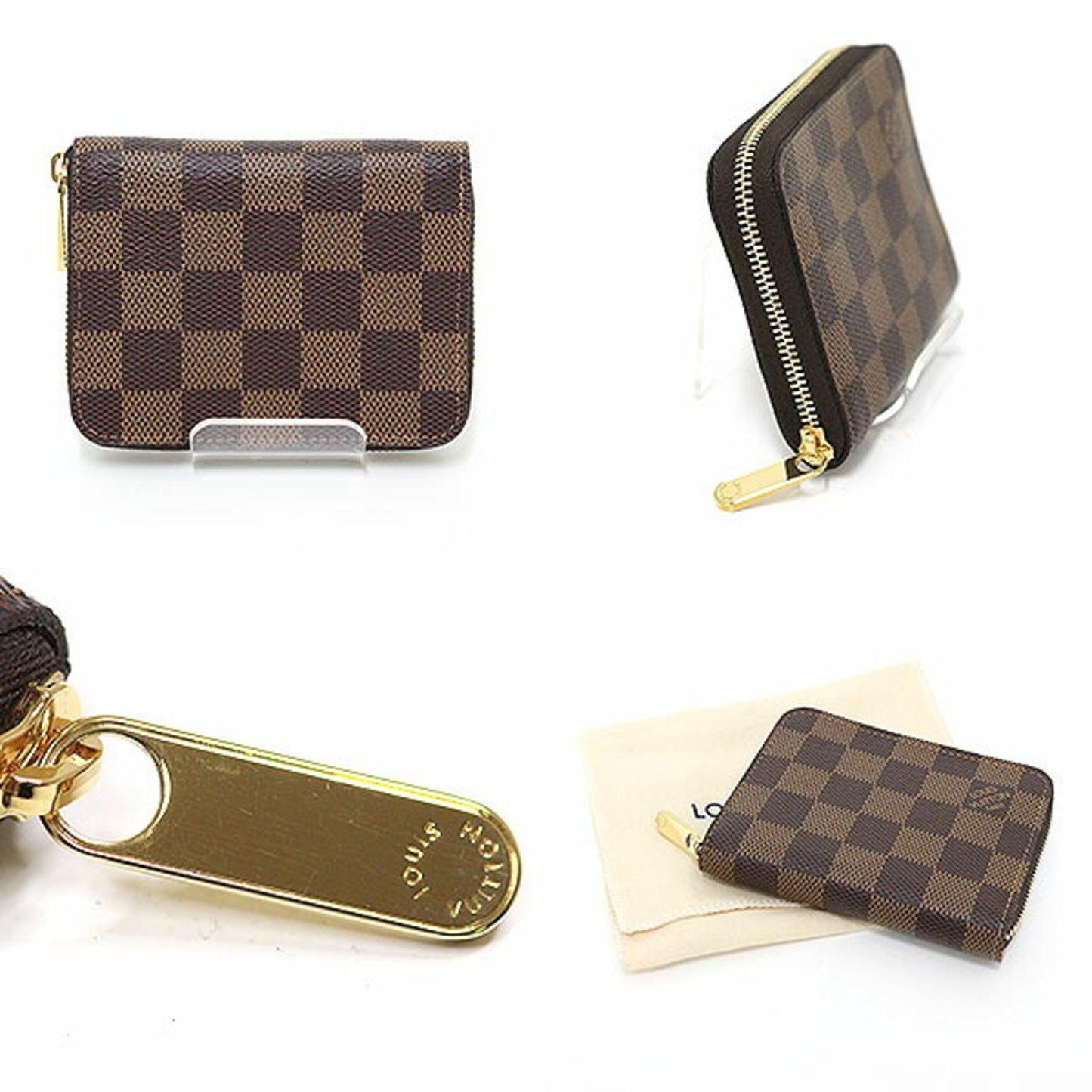 Louis Vuitton Zippy Coin Purse Damier Ebene Rose Ballerine Small Wallet N60213 Lv