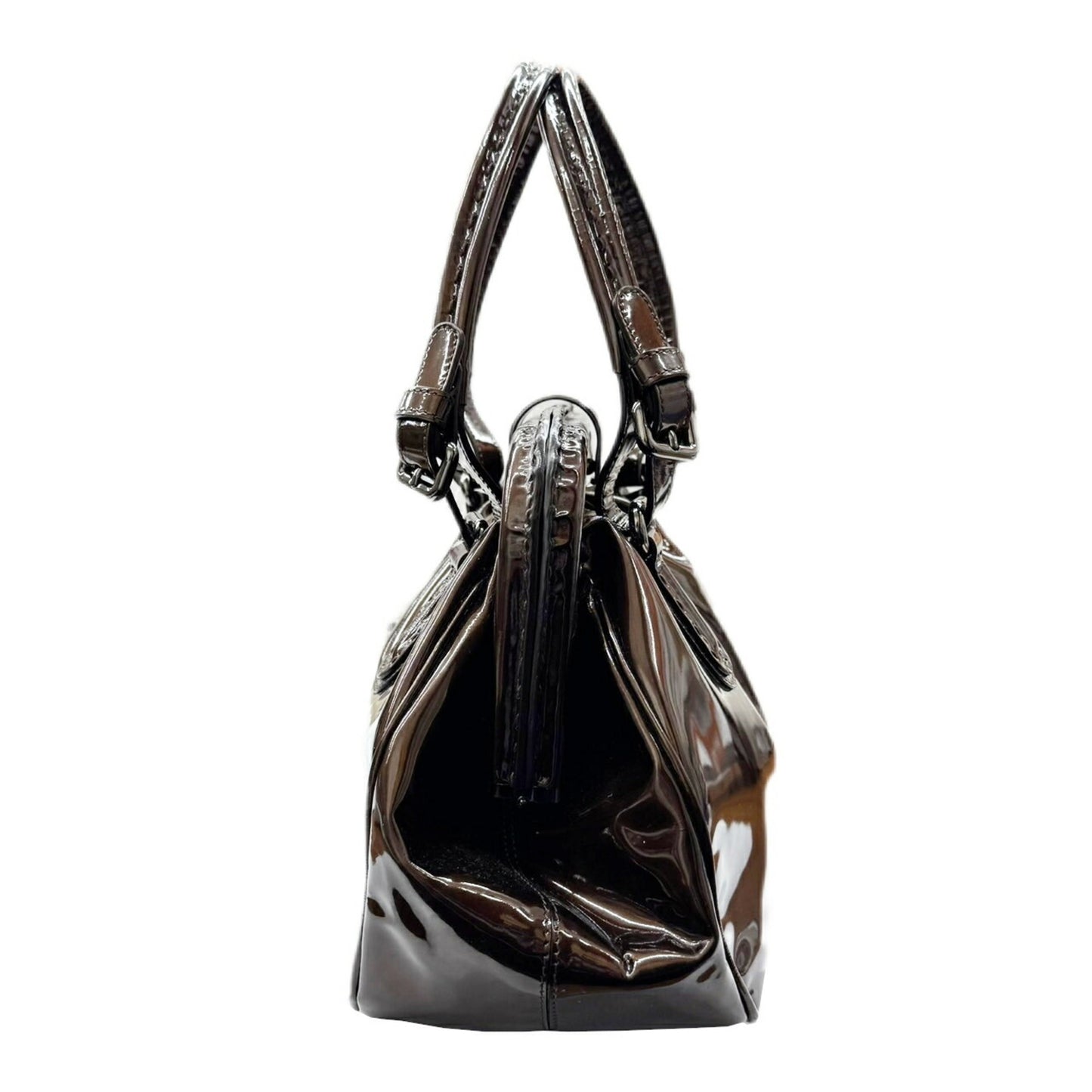 Giorgio Armani Giorgio Armani Handbag Enamel Gamaro Brown Patent