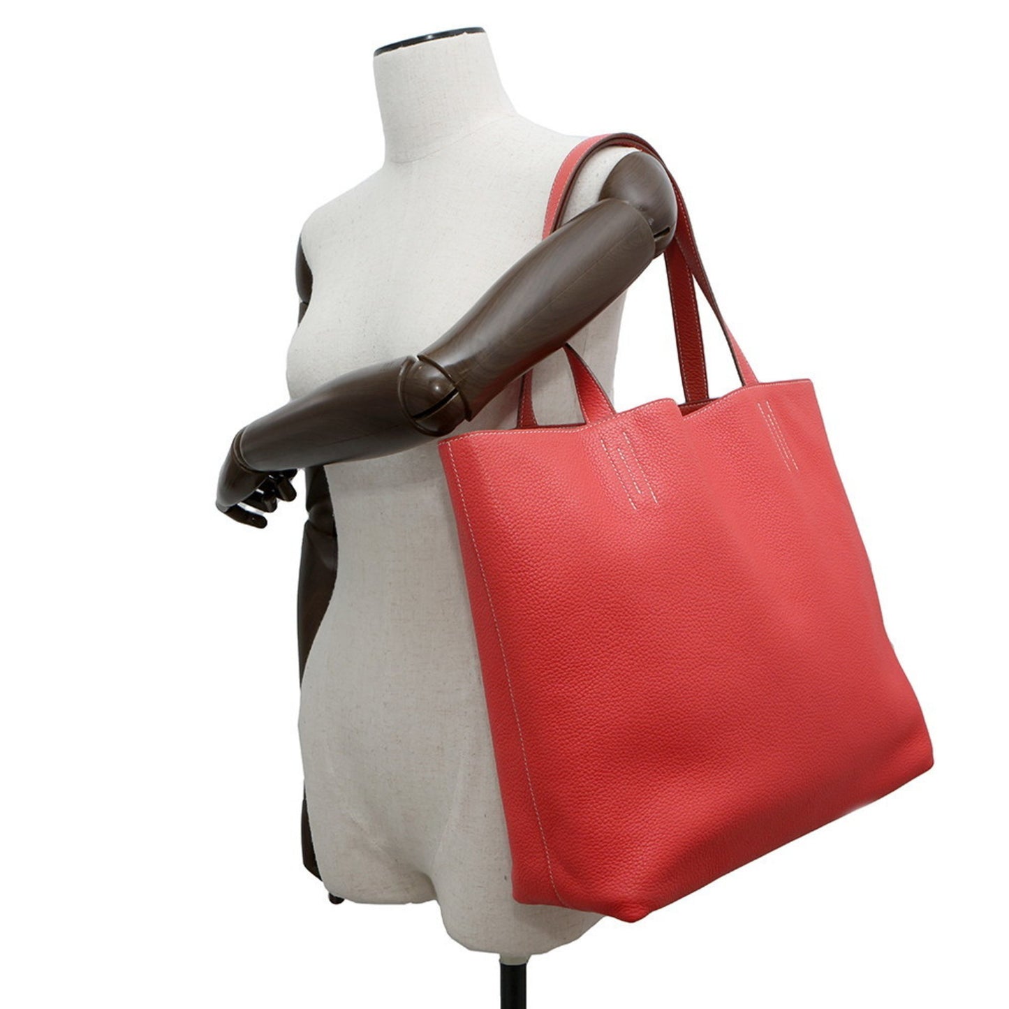 Hermes Tote Bag Double Sens 45 Rose Jaipur Sanguine Taurillon Clemence ?R Stamp