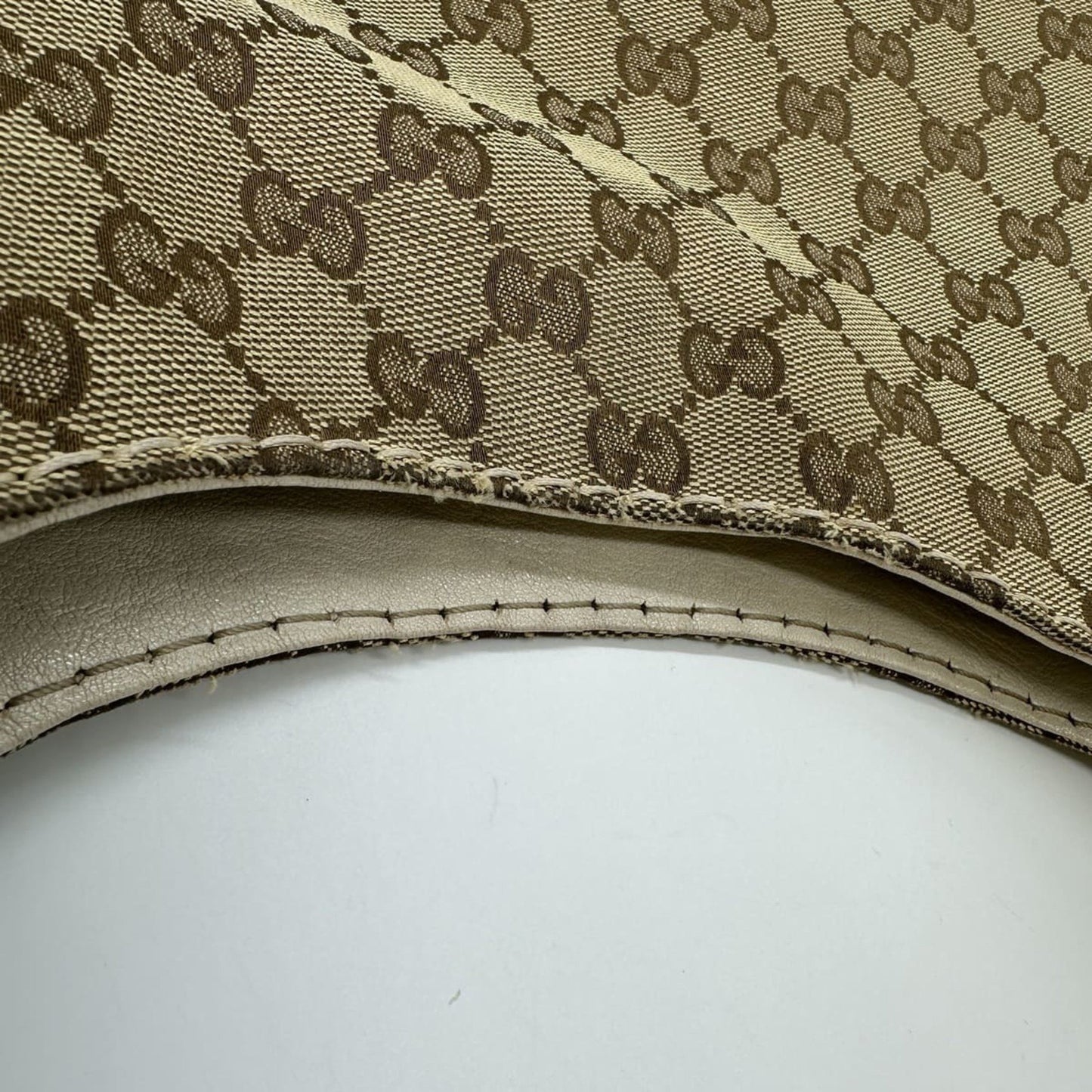 Gucci 203503 Shoulder Bag Gg Canvas Leather Beige