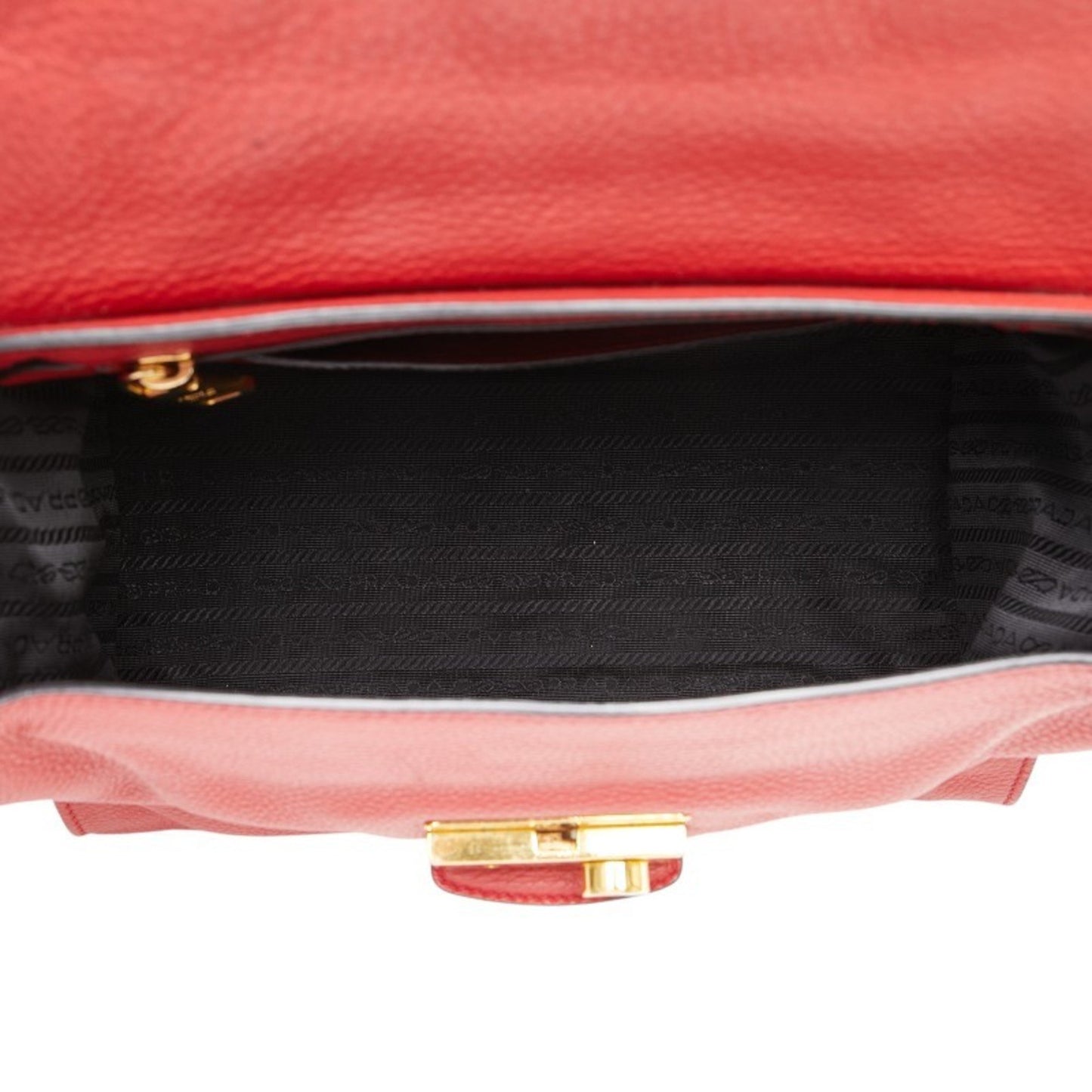 Prada 2-Way Handbag/Shoulder Bag Br5034 Red Leather