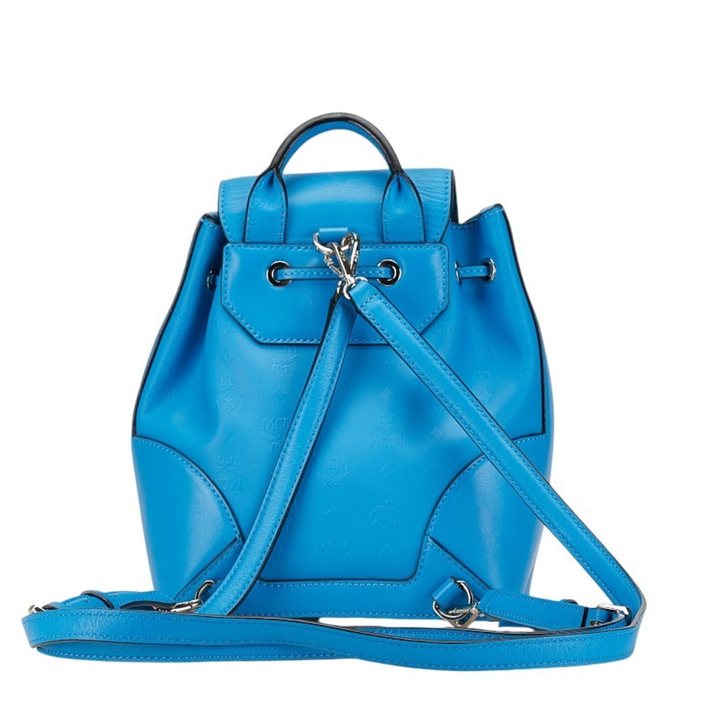Mcm Visetos Studded Backpack Light Blue Leather
