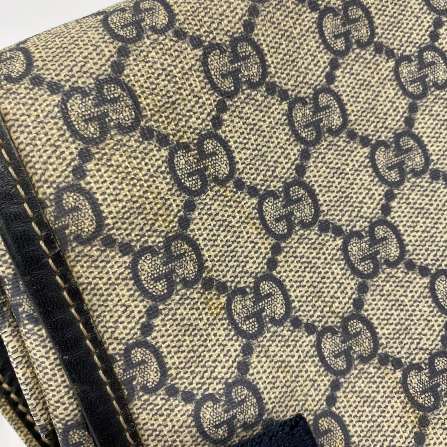 Gucci Gg Supreme Sherry Line Shoulder Bag 246411 Navy Beige