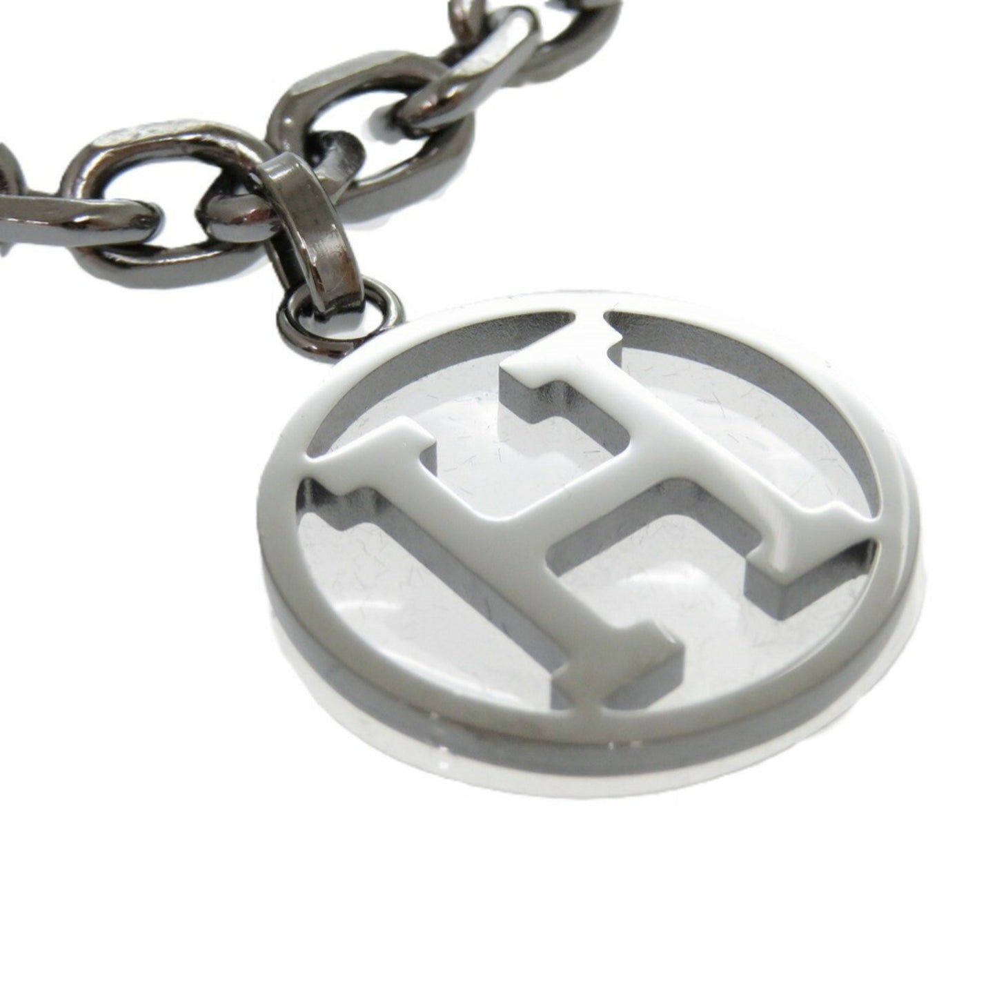 Unused Herms Bullock Amulet 4 Cadena Horse H Dog Metal/Ruthenium Hardware Silver 0674 Keychain