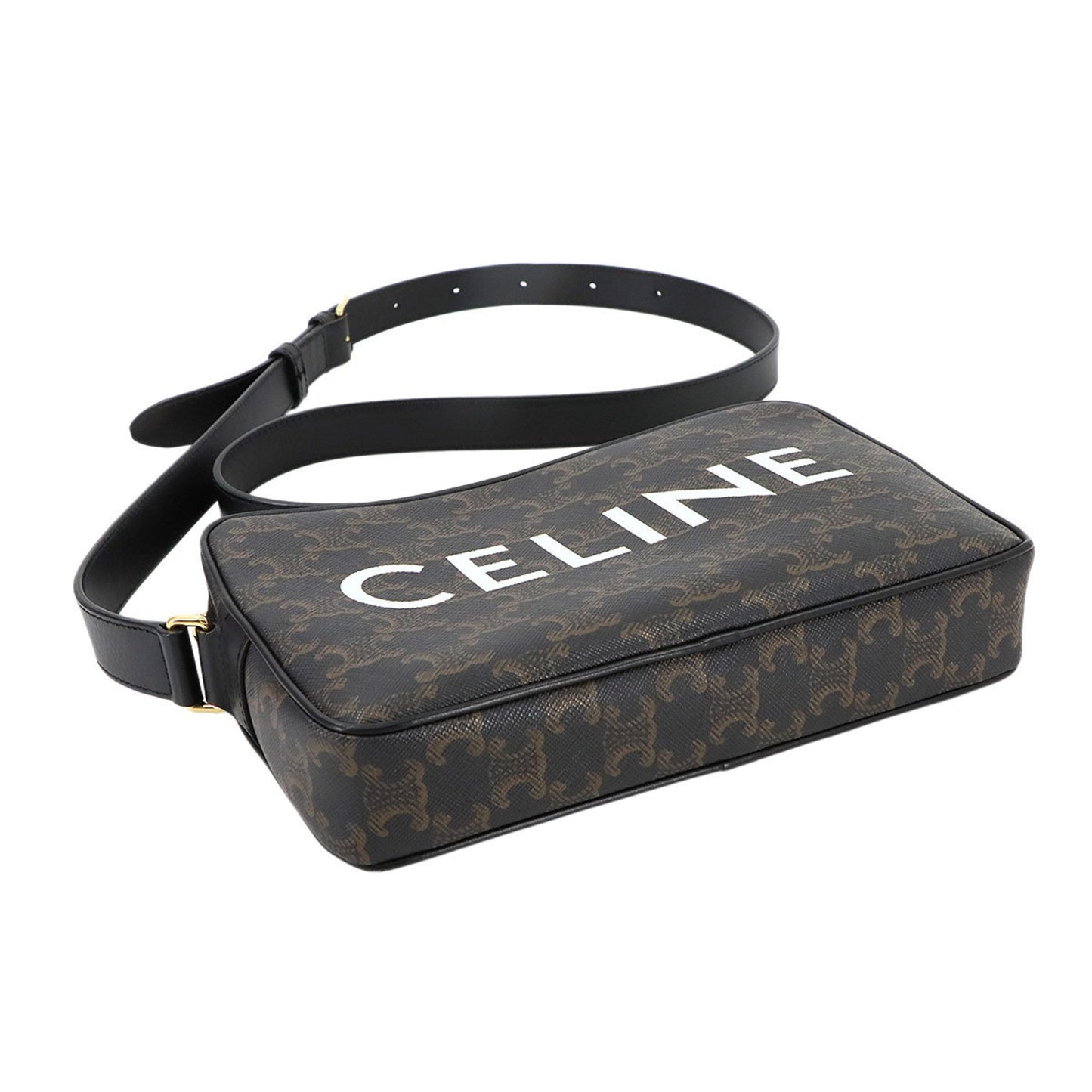 Celine Triomphe Medium Shoulder Bag In Black