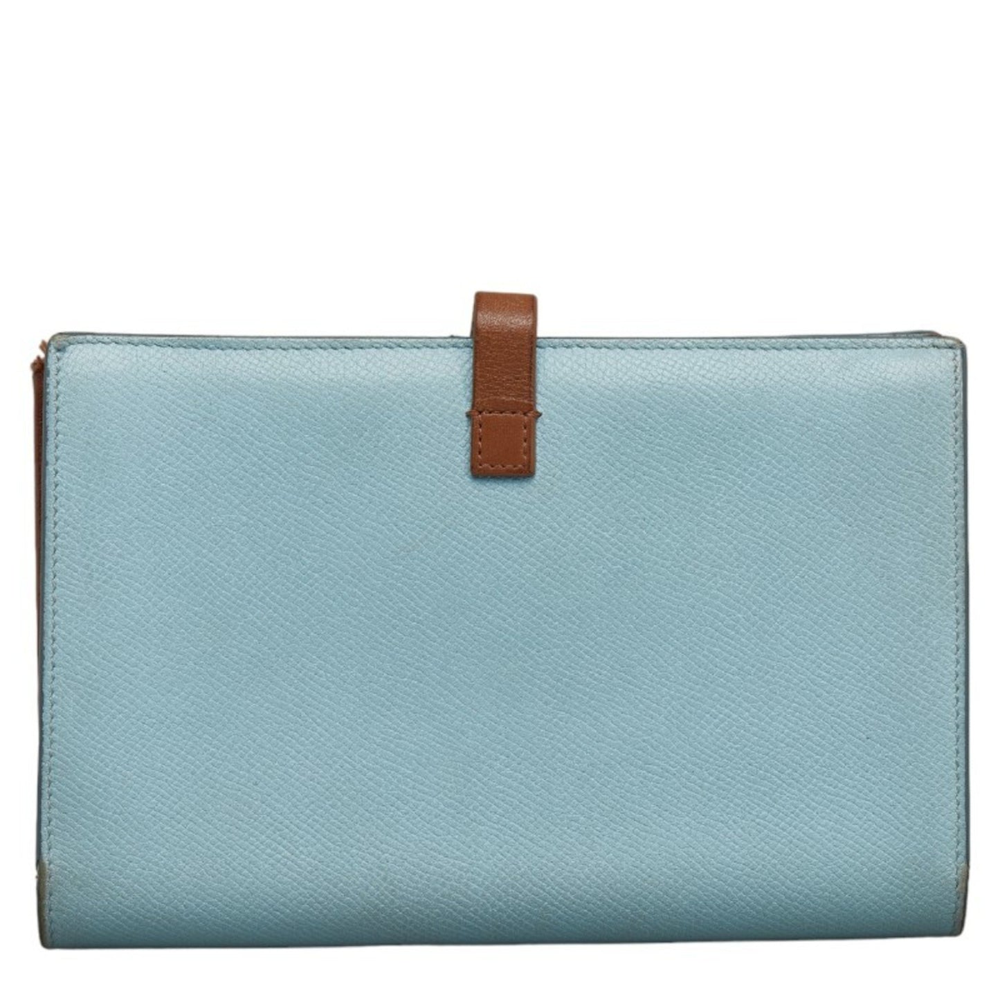 Celine Bi-Fold Wallet Blue Brown Leather