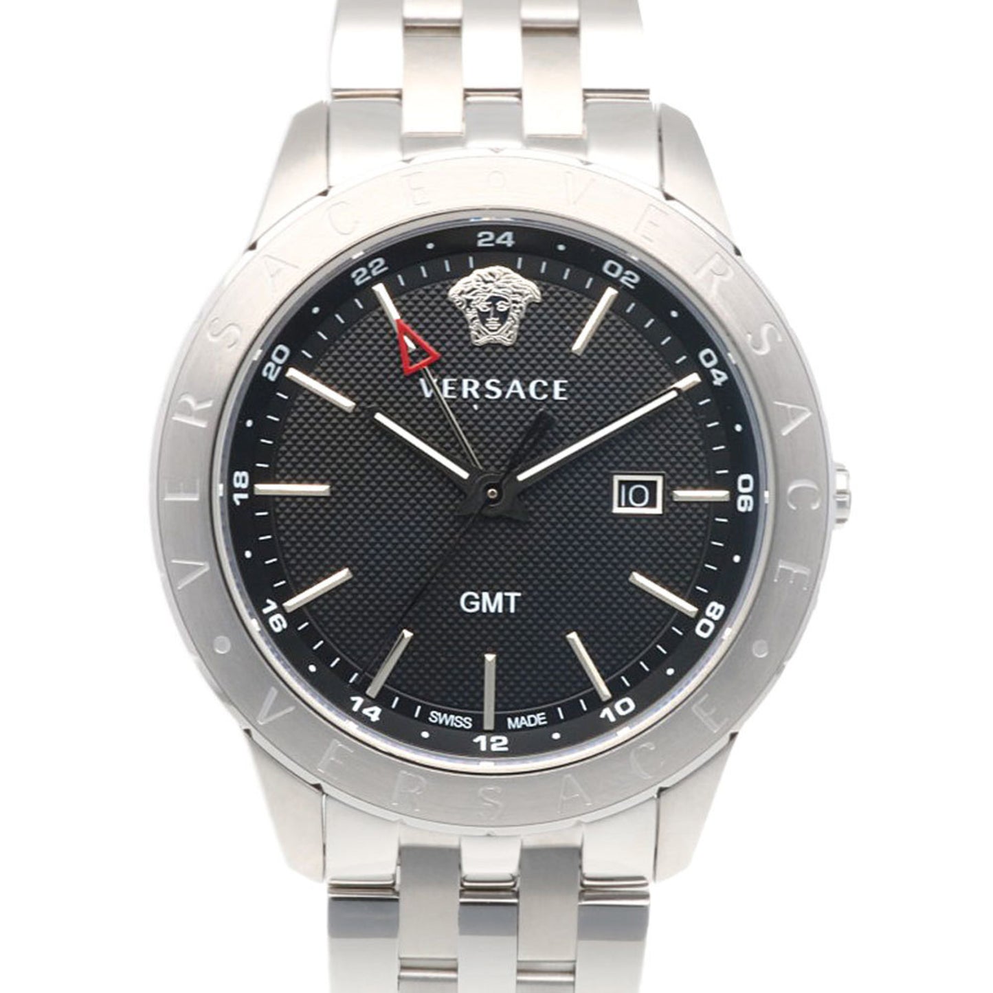 Versace Universe Gmt Watch Stainless Steel Wr 3Atm Quartz