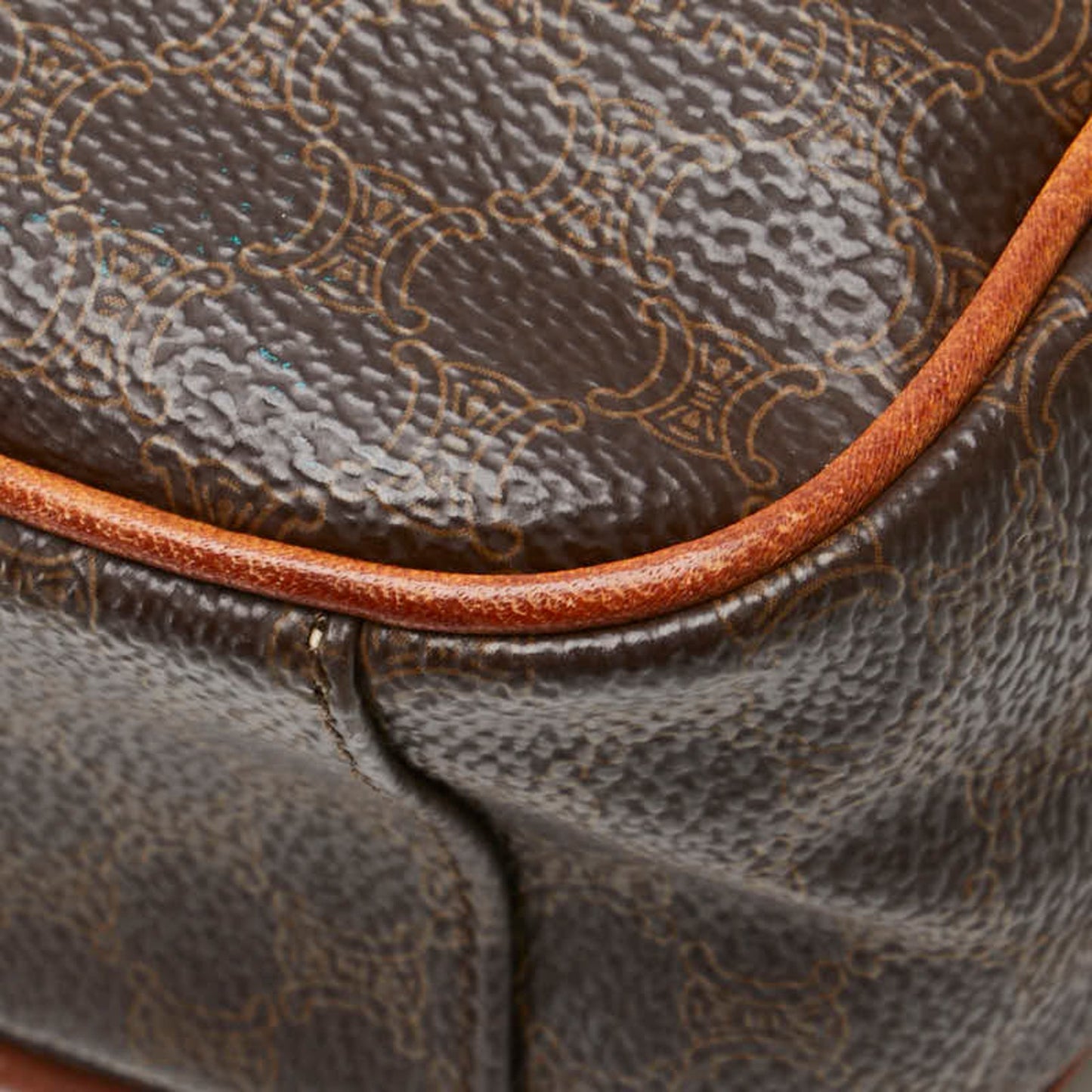 Celine Macadam Shoulder Bag Brown Pvc Leather