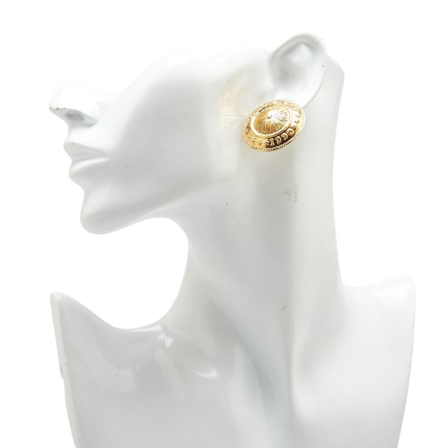 Chanel Vintage 1990 Logo Round Earrings