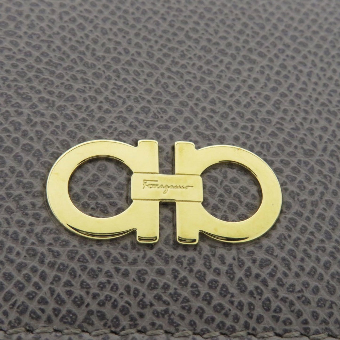 Salvatore Ferragamo Gancini Business Card Holder Case Calf Leather