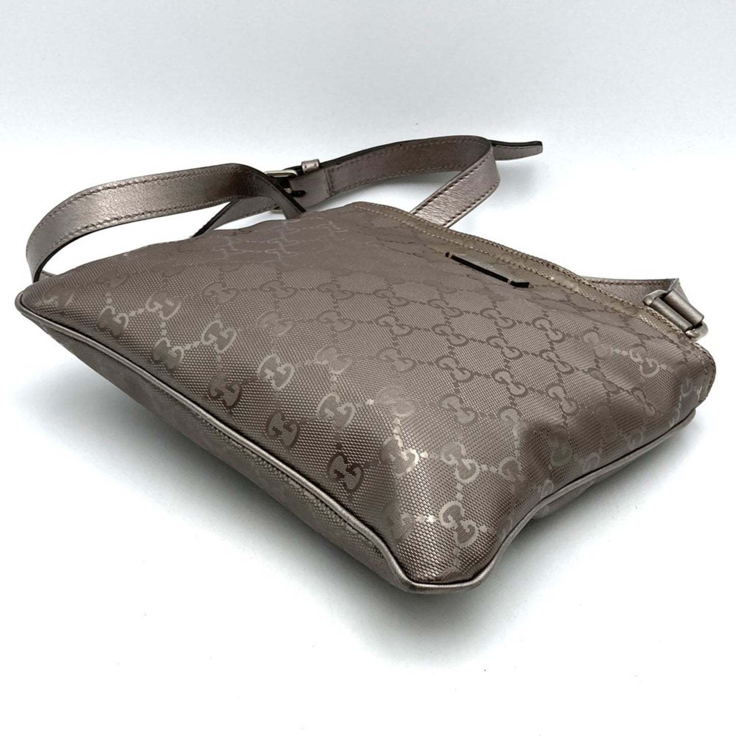 Gucci 201538 Shoulder Bag Body Gg Imprime Metallic Pink Brown