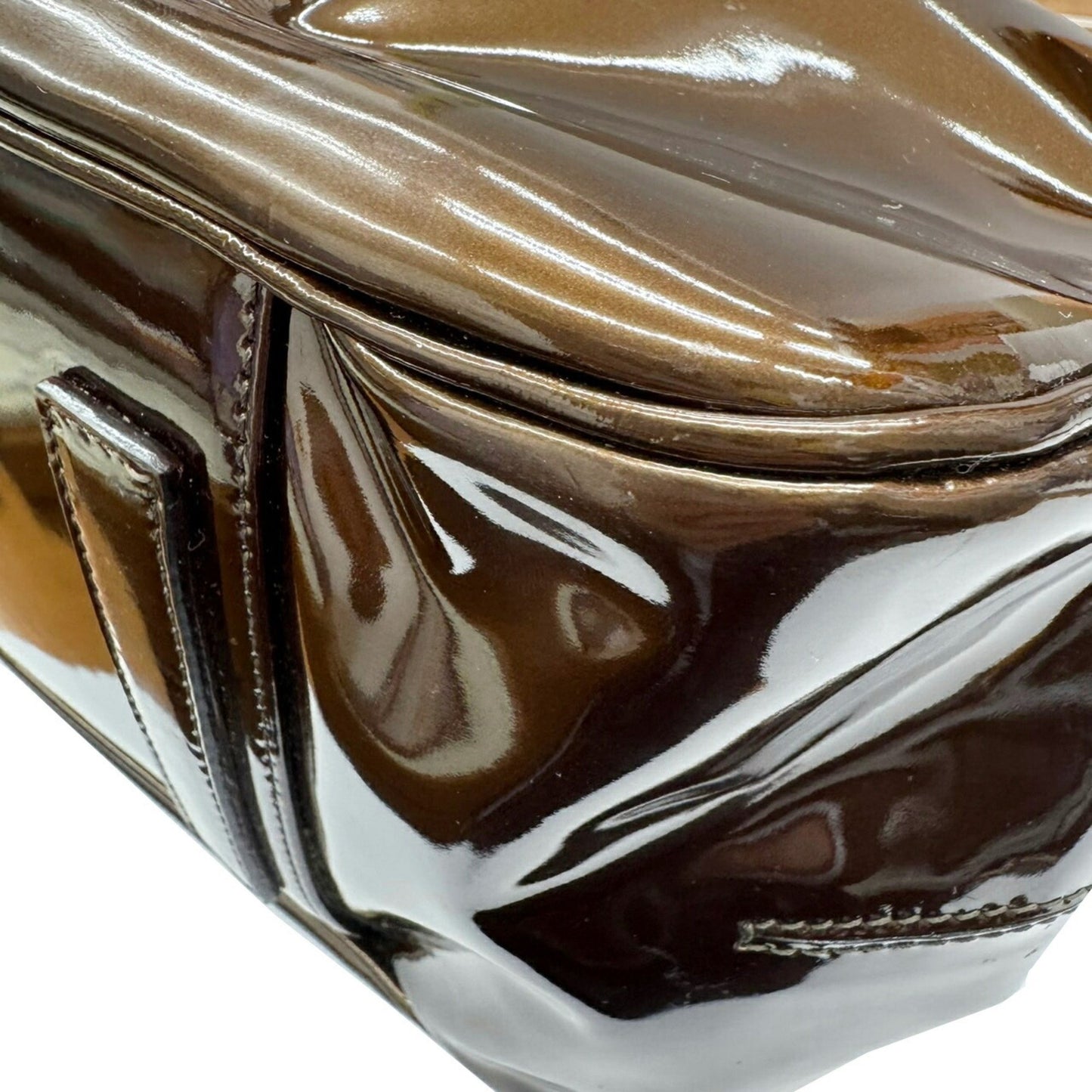 Giorgio Armani Giorgio Armani Handbag Enamel Gamaro Brown Patent