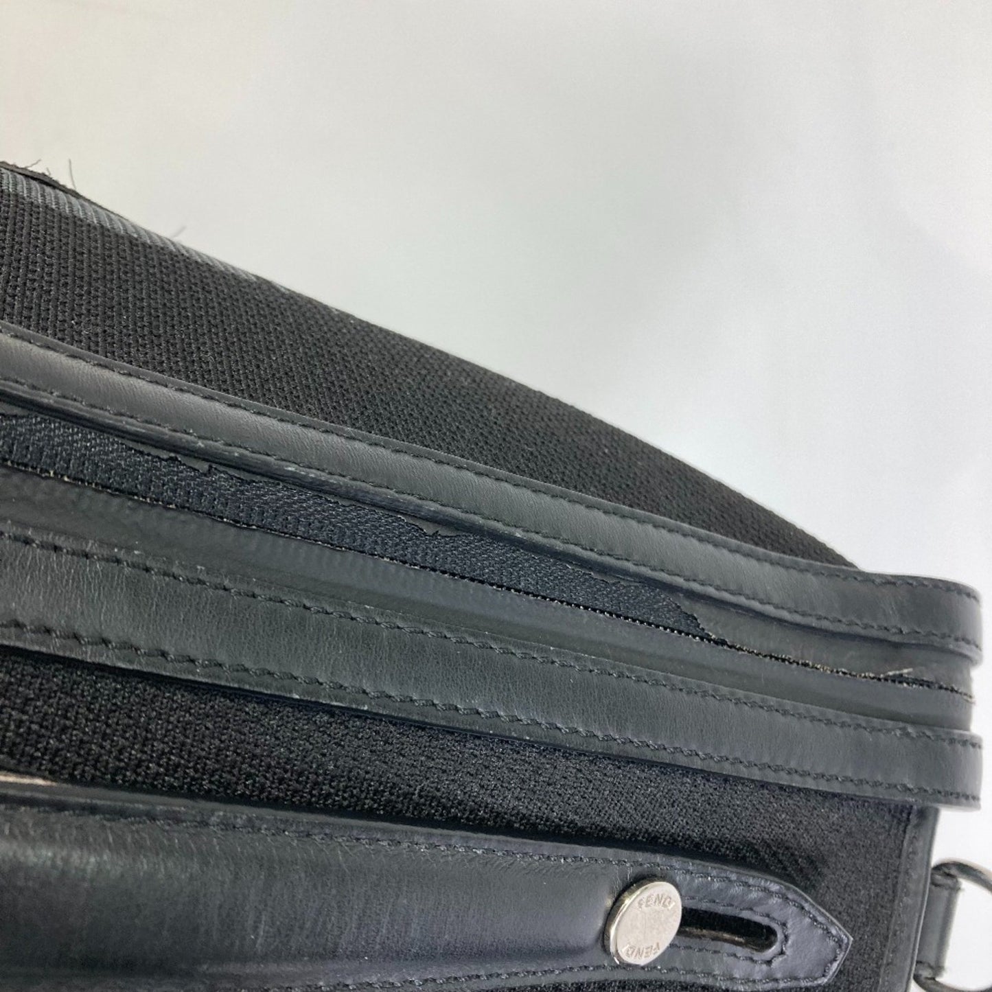 Fendi 7Va400 Logo Bag Hand Bag Business Bag Black /Gray
