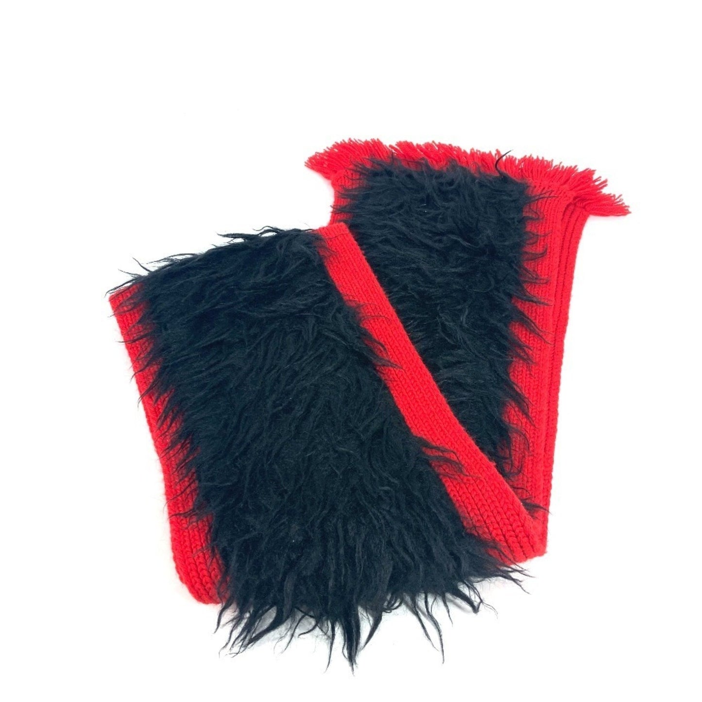 Prada Prada Bicolor Fur Scarf Wool Cotton