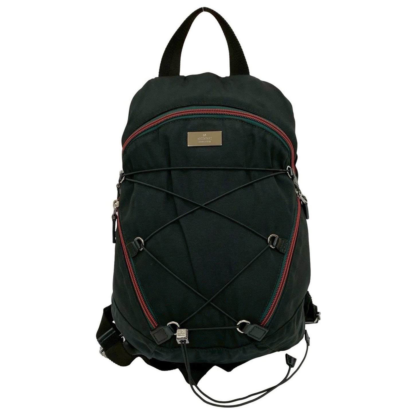 Gucci Gucci Logo Sherry Line Nylon Leather Backpack Daypack Black 31446
