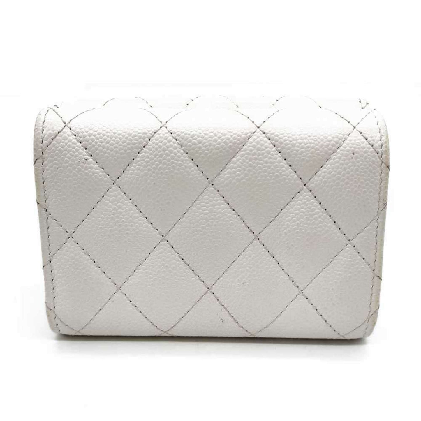 Chanel Matelasse Wallet Tri-Fold White Champagne