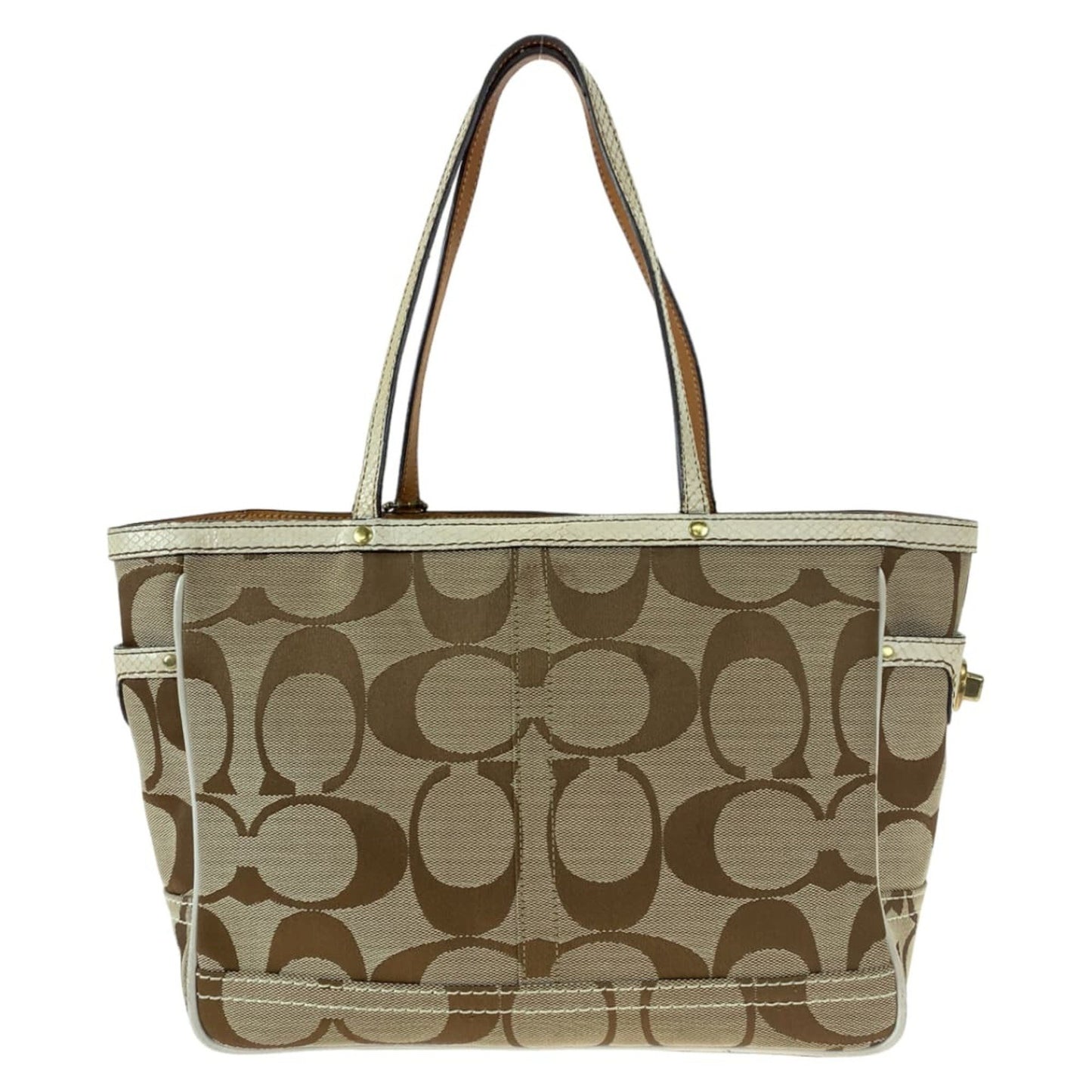Coach Signature Embossed Beige Canvas 7874 Tote Bag Handbag