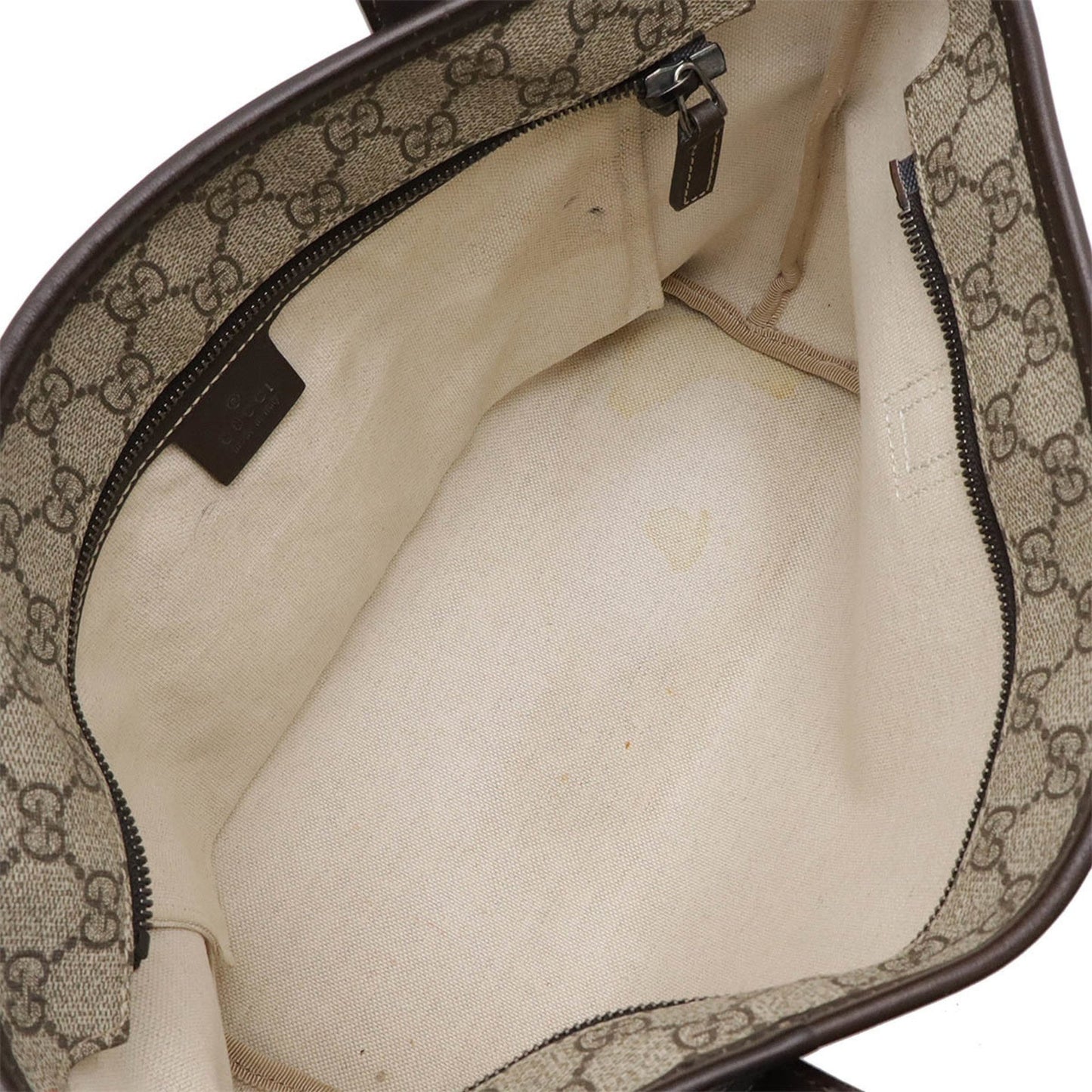 Gucci Gg Supreme Plus Tote Bag Shoulder Pvc Leather Beige Dark Brown 211138