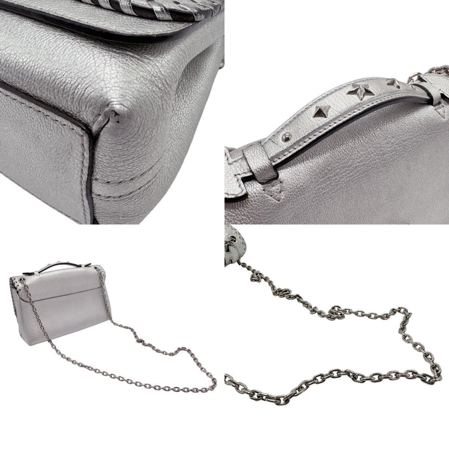Louis Vuitton Handbag Shoulder Bag Valley Chain Leather Silver