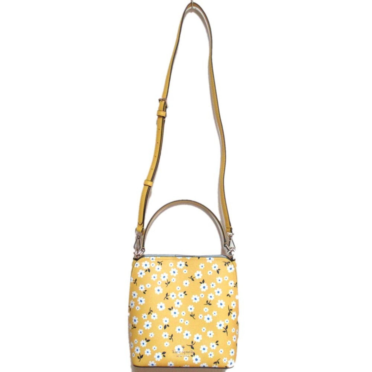 Kate Spade Darcy Fleurette Toss Small Bucket Floral Pattern 2Way Shoulder Bag Handbag Yellow