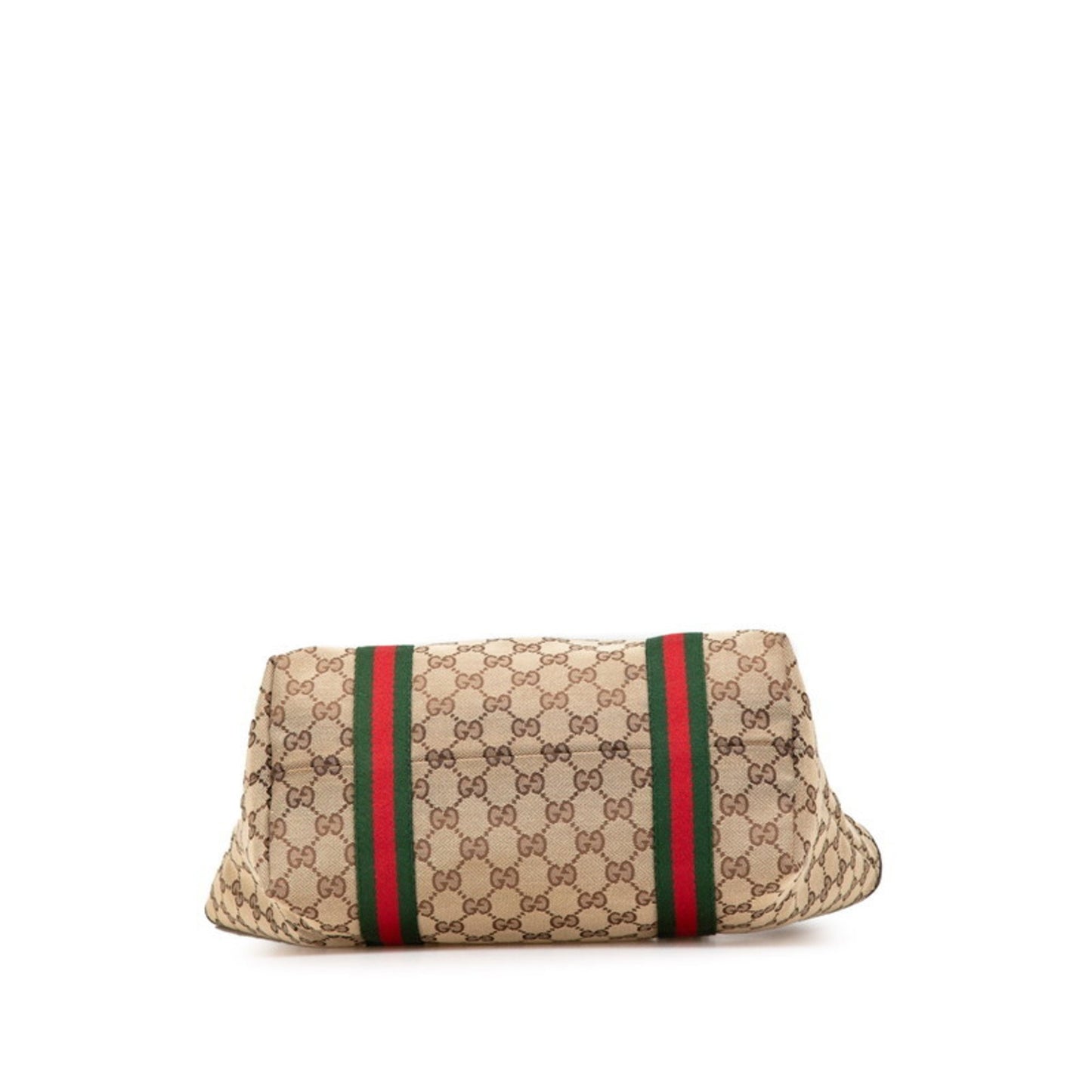 Gucci Gg Canvas Tote Bag 137396 Beige Brown Leather