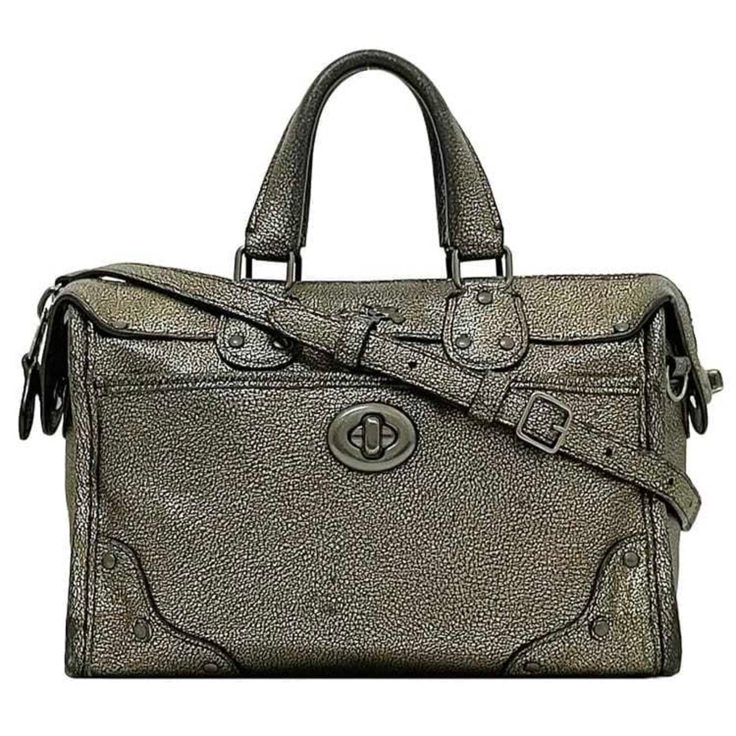 Coach 2-Way Bag Ec-22941 Gold 33684 Handbag Leather Coach Shoulder Mini Boston