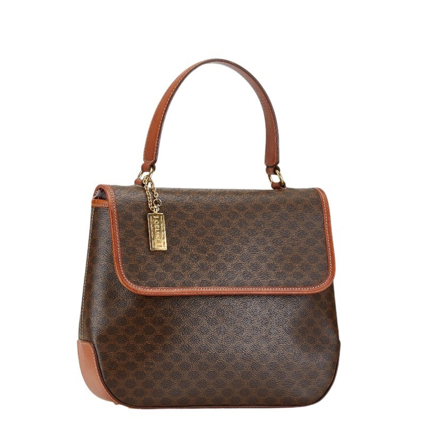 Celine Macadam Handbag Shoulder Bag Brown Pvc Leather