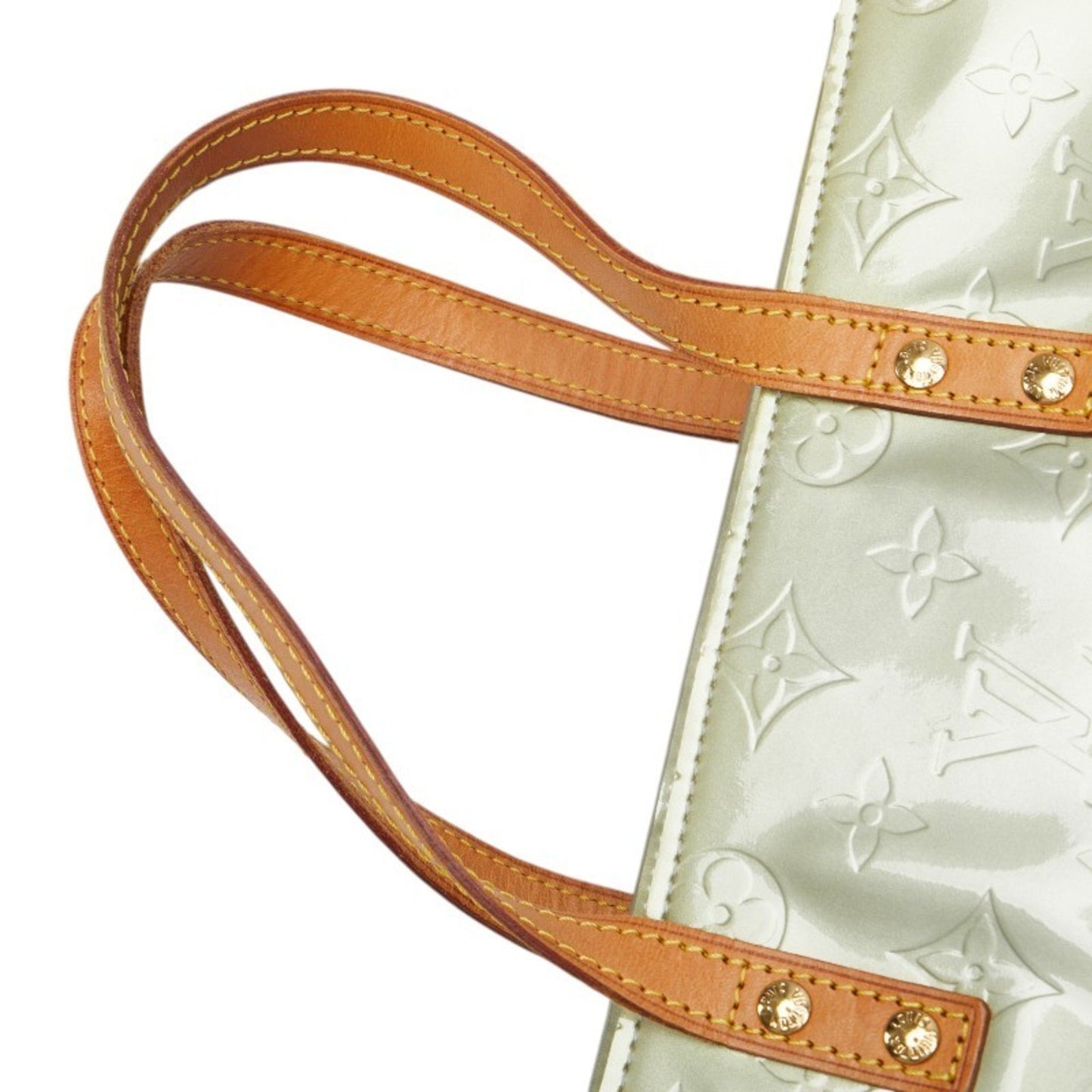 Louis Vuitton Monogram Vernis Reed Mm Tote Bag Handbag M91142 Green Silver Patent Leather