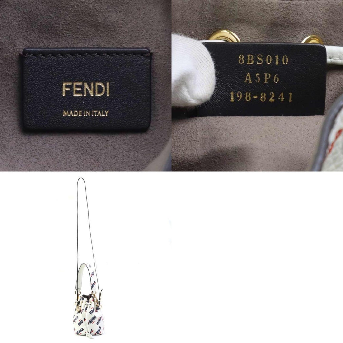 Fendi Handbag Shoulder Bag Montresor Leather Metal White Gold