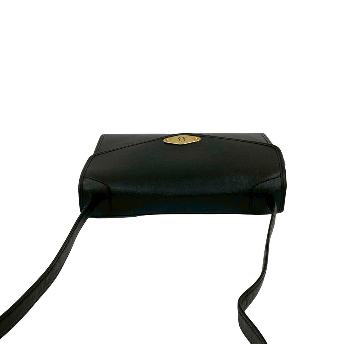 Christian Dior Vintage Logo Hardware Leather Shoulder Bag Pochette Black 26147