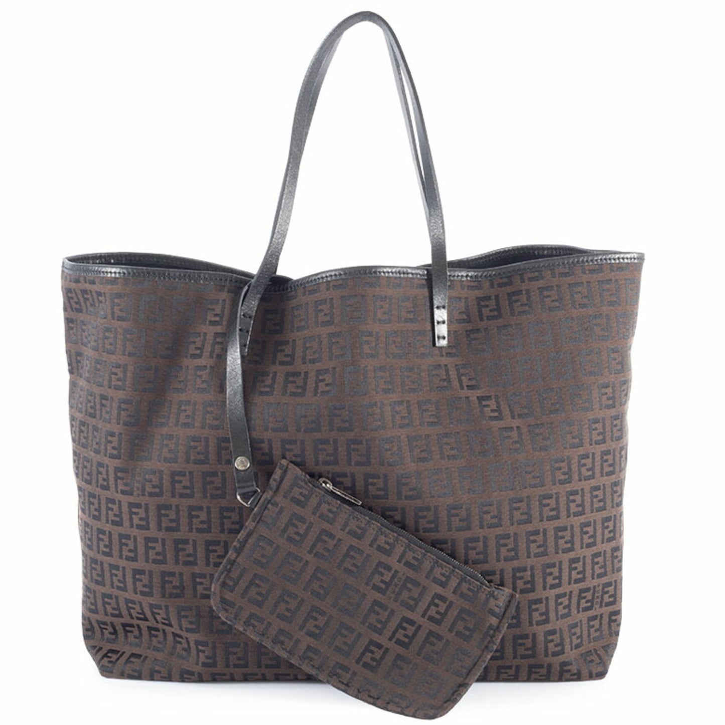 Fendi Zucca Tote Bag 8Bh005 Canvas/Leather Brown