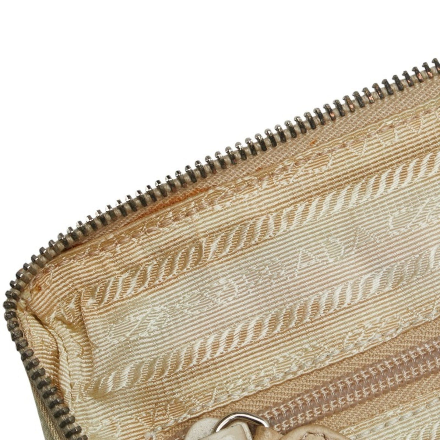 Prada Chain Shoulder Bag B4590 Beige Lino Leather Nylon