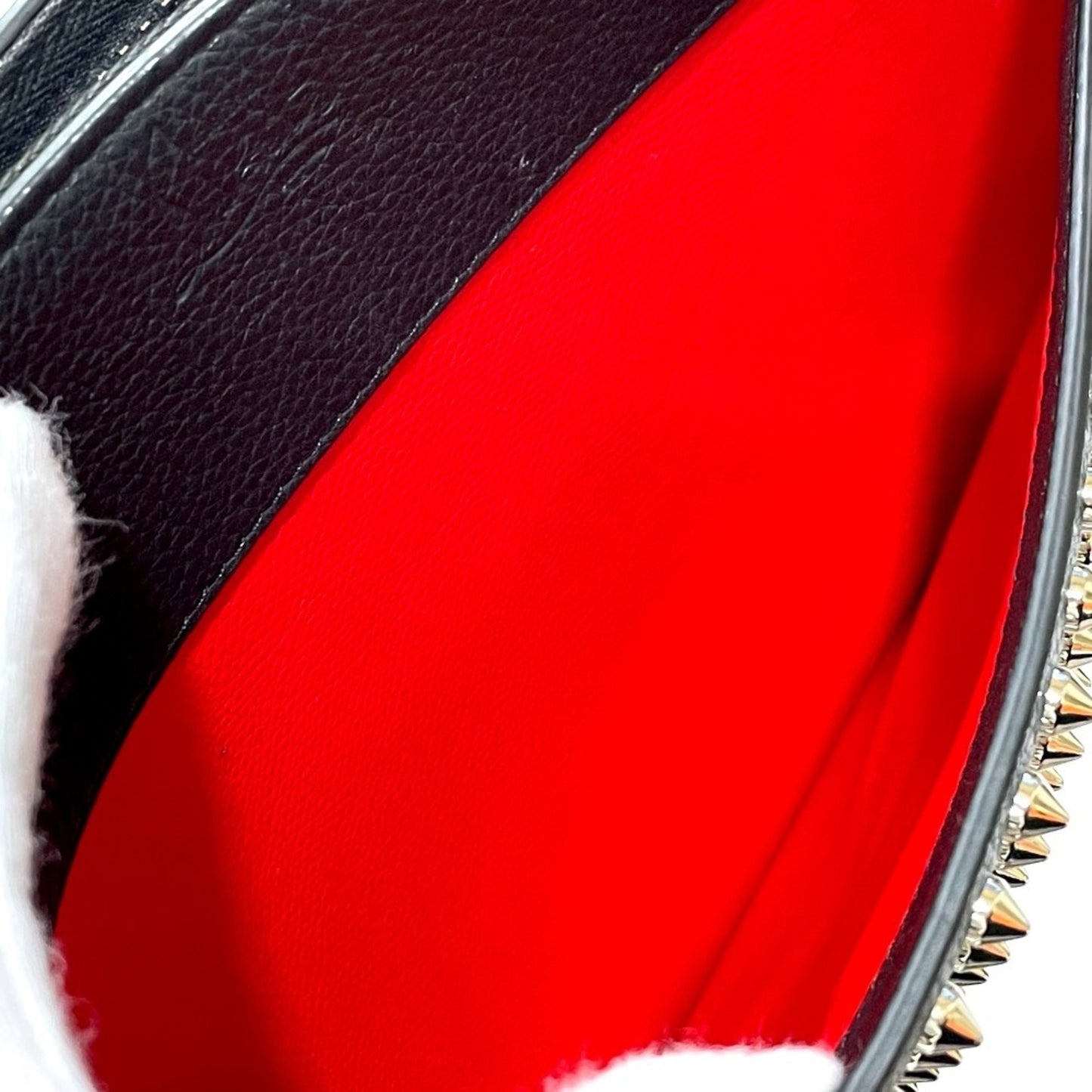 Christian Louboutin Spiked Studded Sky Pouch Clutch Bag In Black Leather