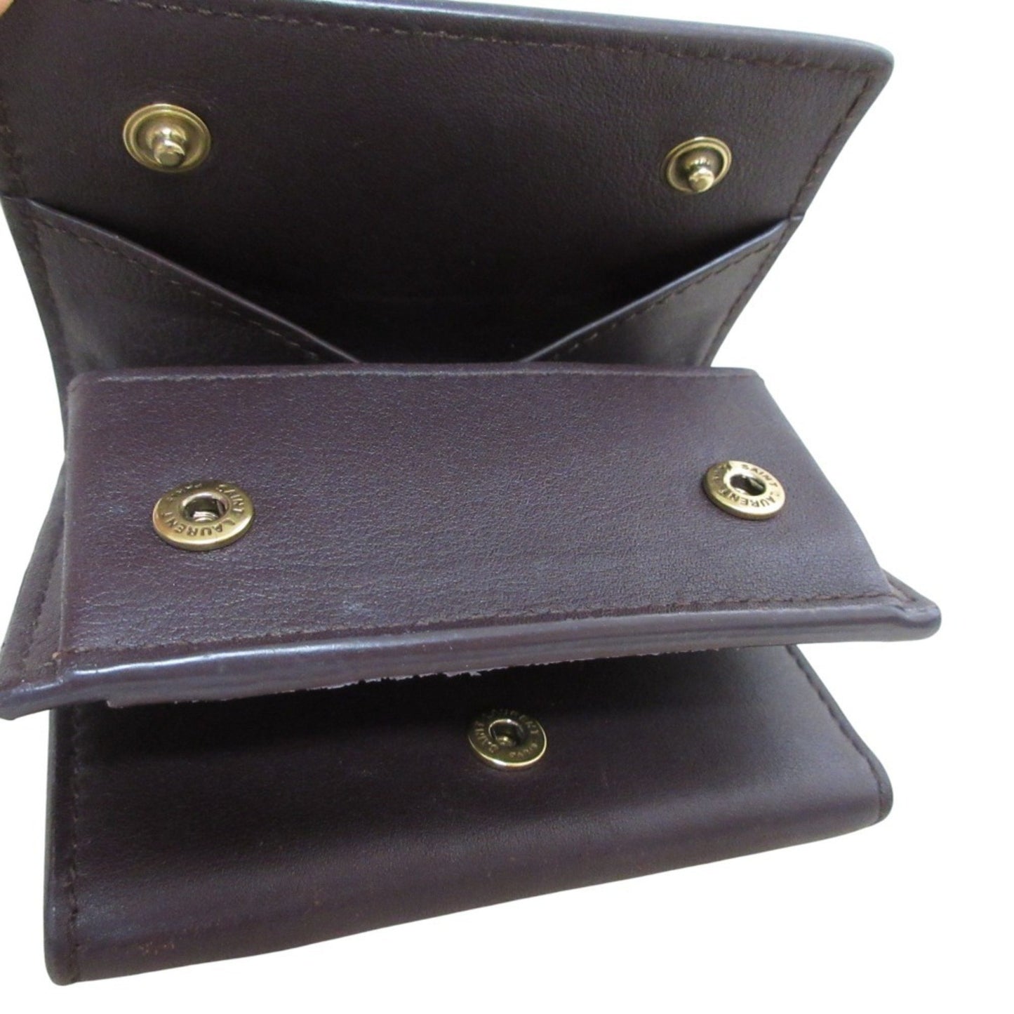 Yves Saint Laurent Saint Laurent Paris Ysl Line Origami Tiny Wallet Tri-Fold Brown Black